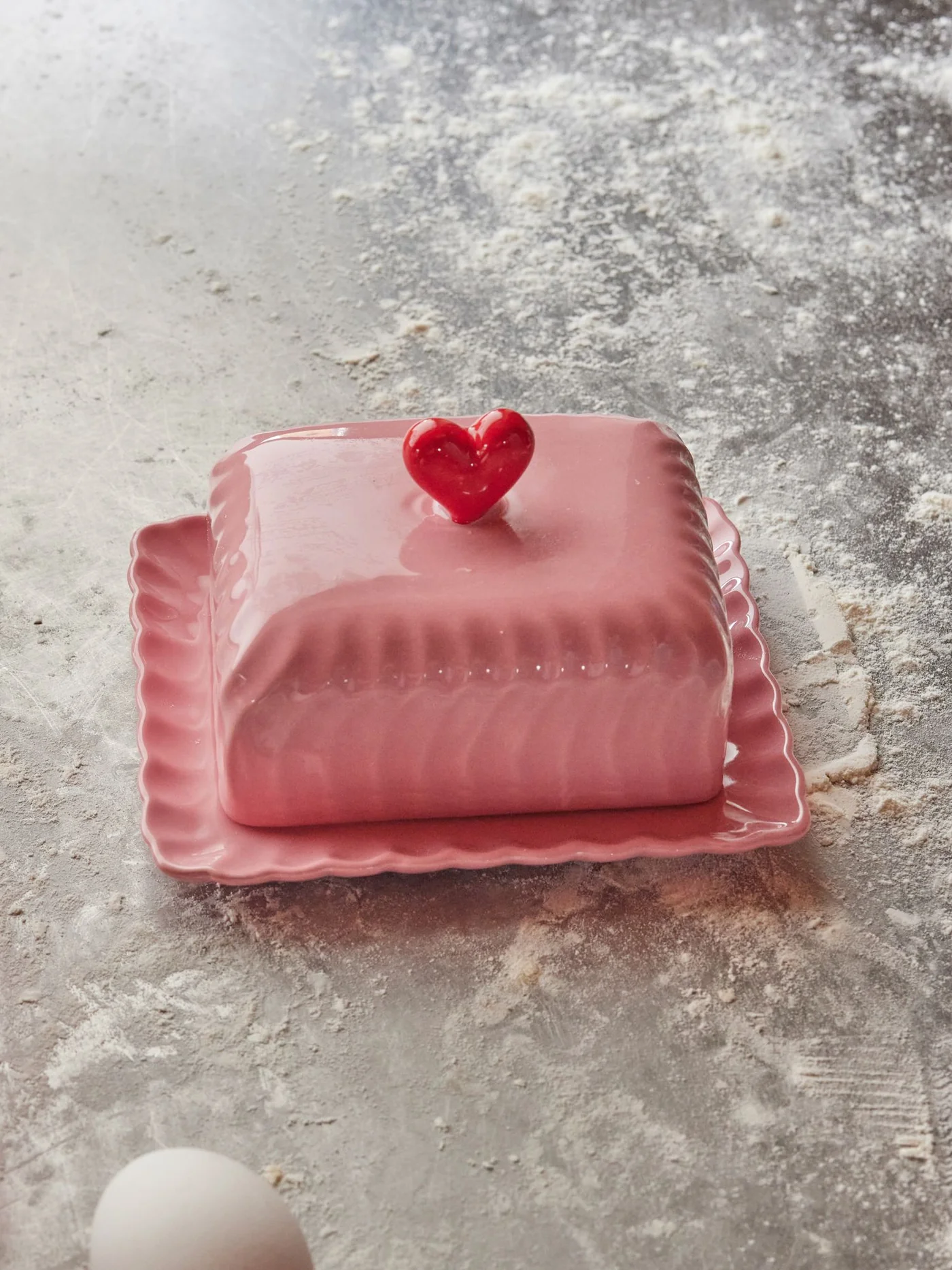 Rice Butterdose mit Herz, Pink, Keramik 
