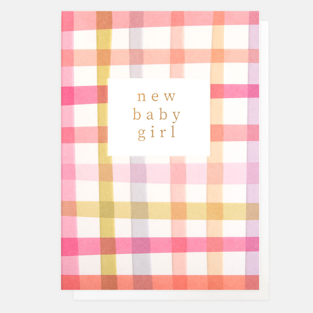 Caroline Gardner Doppelkarte "New Baby Girl Multi Check"Karte zur Geburt, Mädchen, PWK021