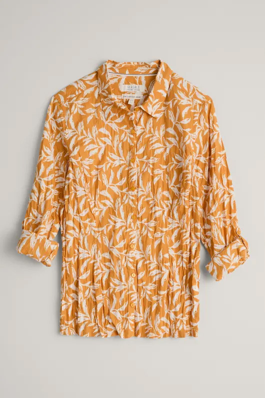 SEASALT Larissa Bluse Organic Cotton Shirt, Muster: Leaves Spice
