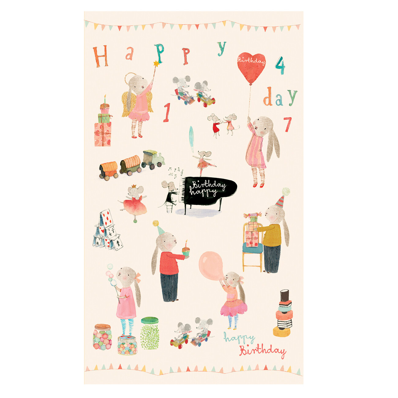 % Maileg Geschenkpapier auf der Rolle , 10m x 55 cm breit, Happy Day, Geburtstagspapier