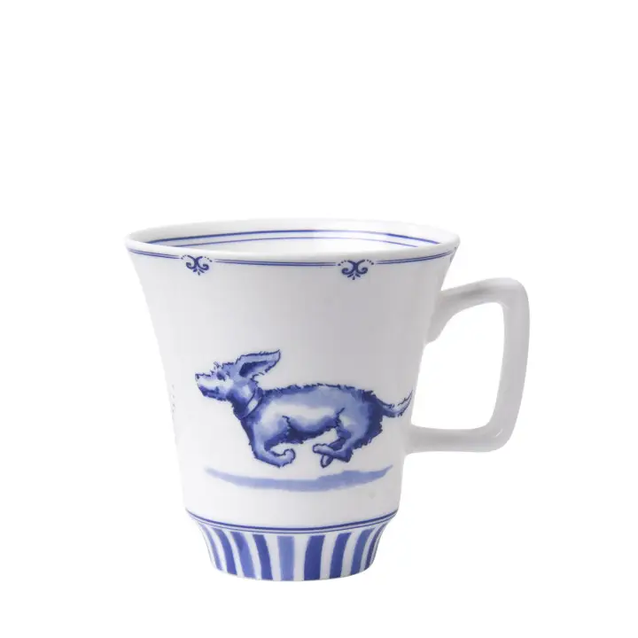 Becher " Dackel"  Dachshund Nhaan Kaffeebecher von Heinen Delfts Blauw, Holland, Niederlande , 145 ml