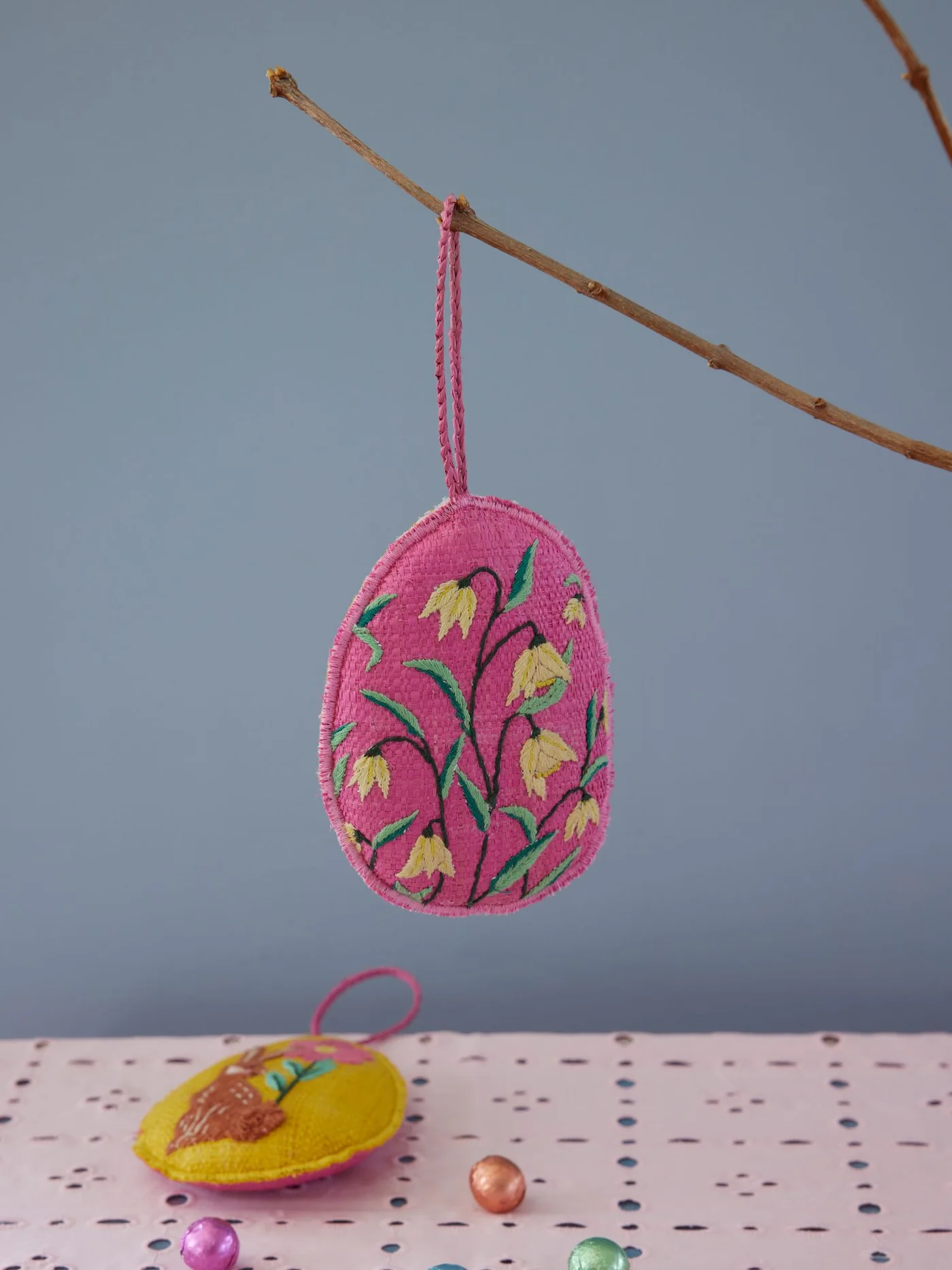 Rice Osterei Raffia Pink, ca. 15 cm
