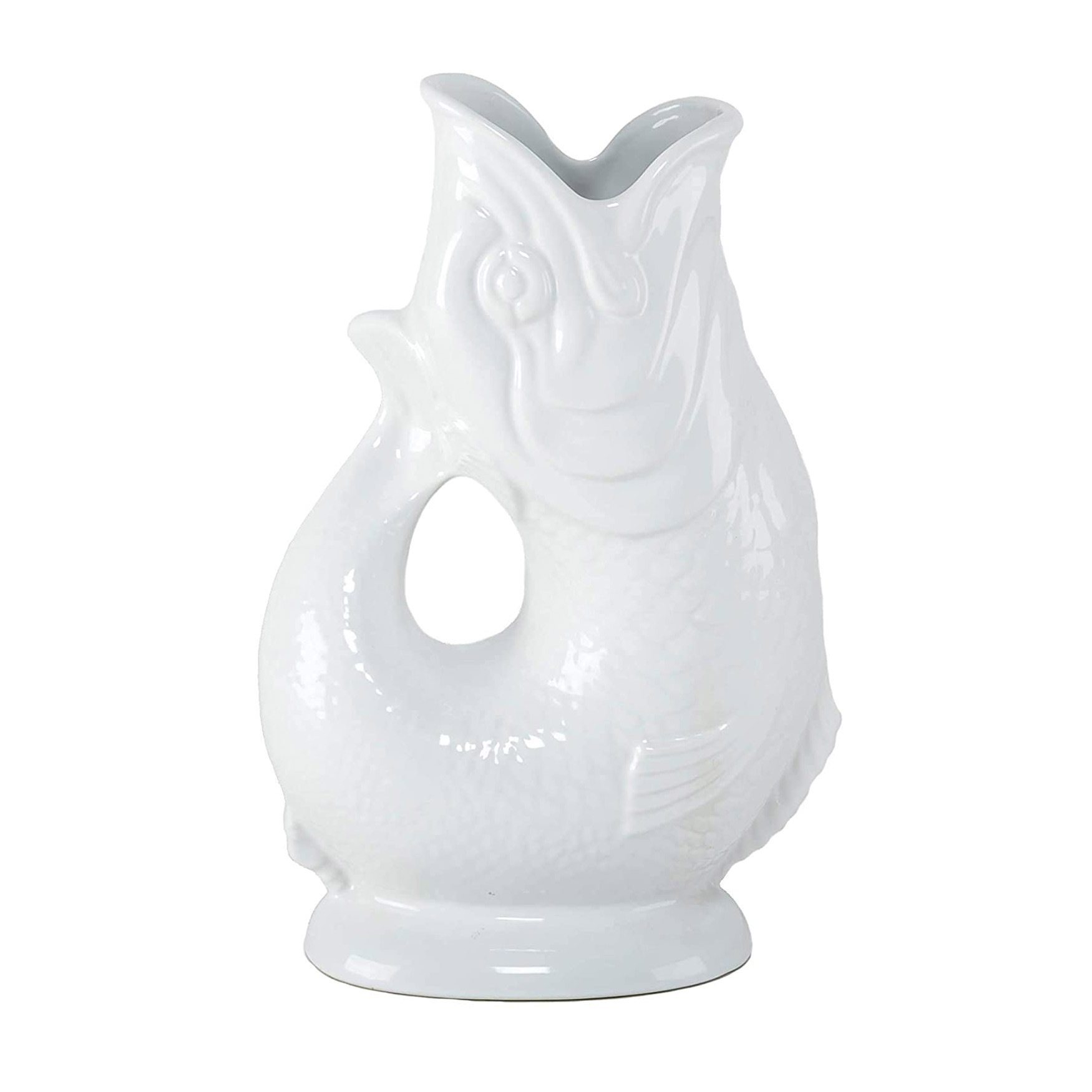 Gluckigluck  Fisch Karaffe/ Vase XL weiß ca. 1,1 L, Höhe ca. 27 cm