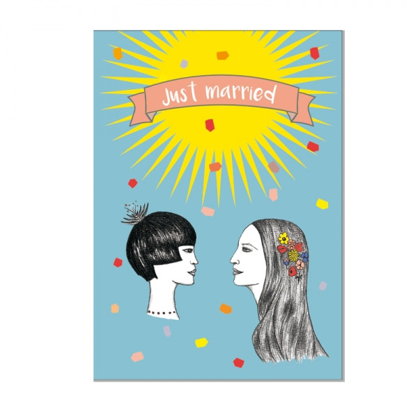 Doppelkarte "Just married - w/w" von Morey Design, Frauen