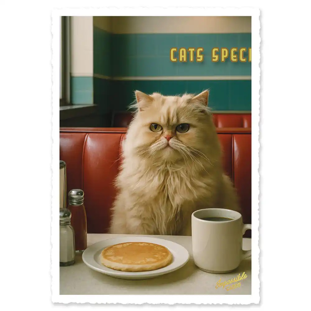 Impossible Card Postkarte breakfast cat