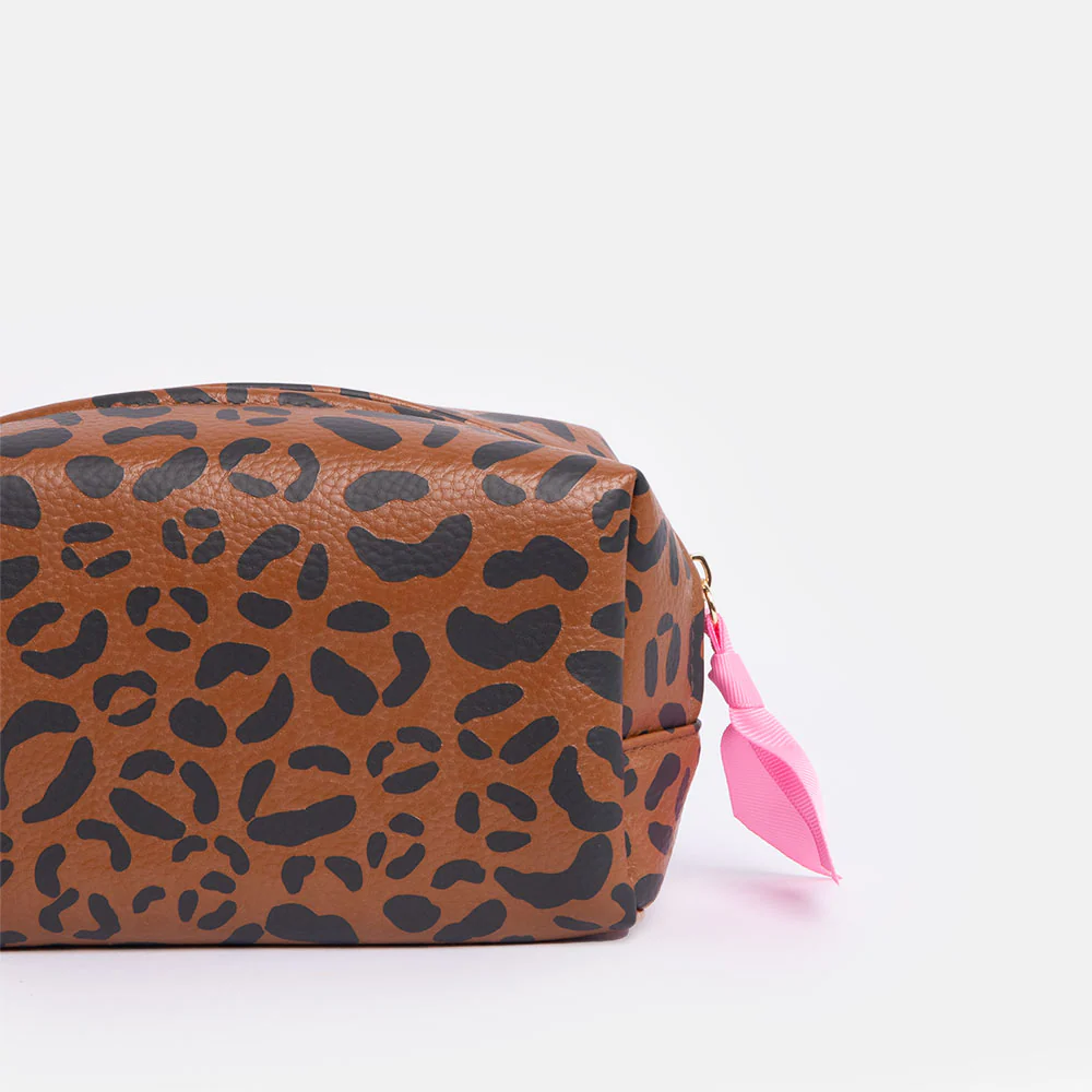 Caroline Gardner Leopard Print Cube Cosmetic Bag, Kosmetiktasche 