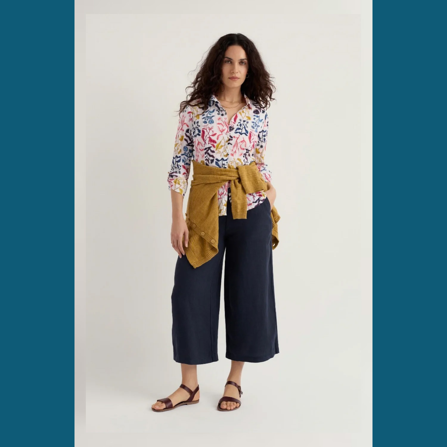 SEASALT CORNWALL Merrivale Leinenhose Culottes, Farbe: Maritime 