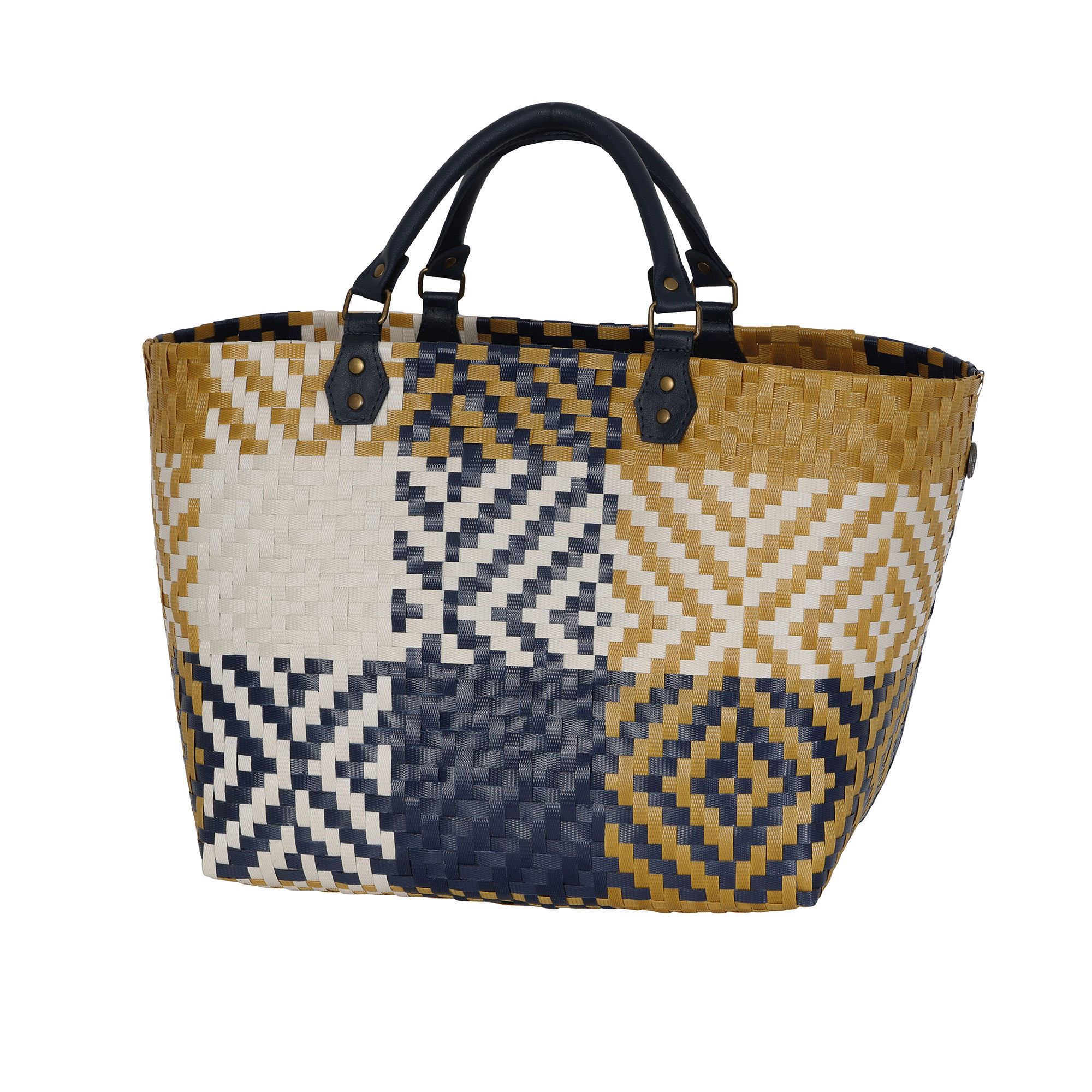 Handed By Handed By - Quinn Shopper navy ochre yellow with champagne