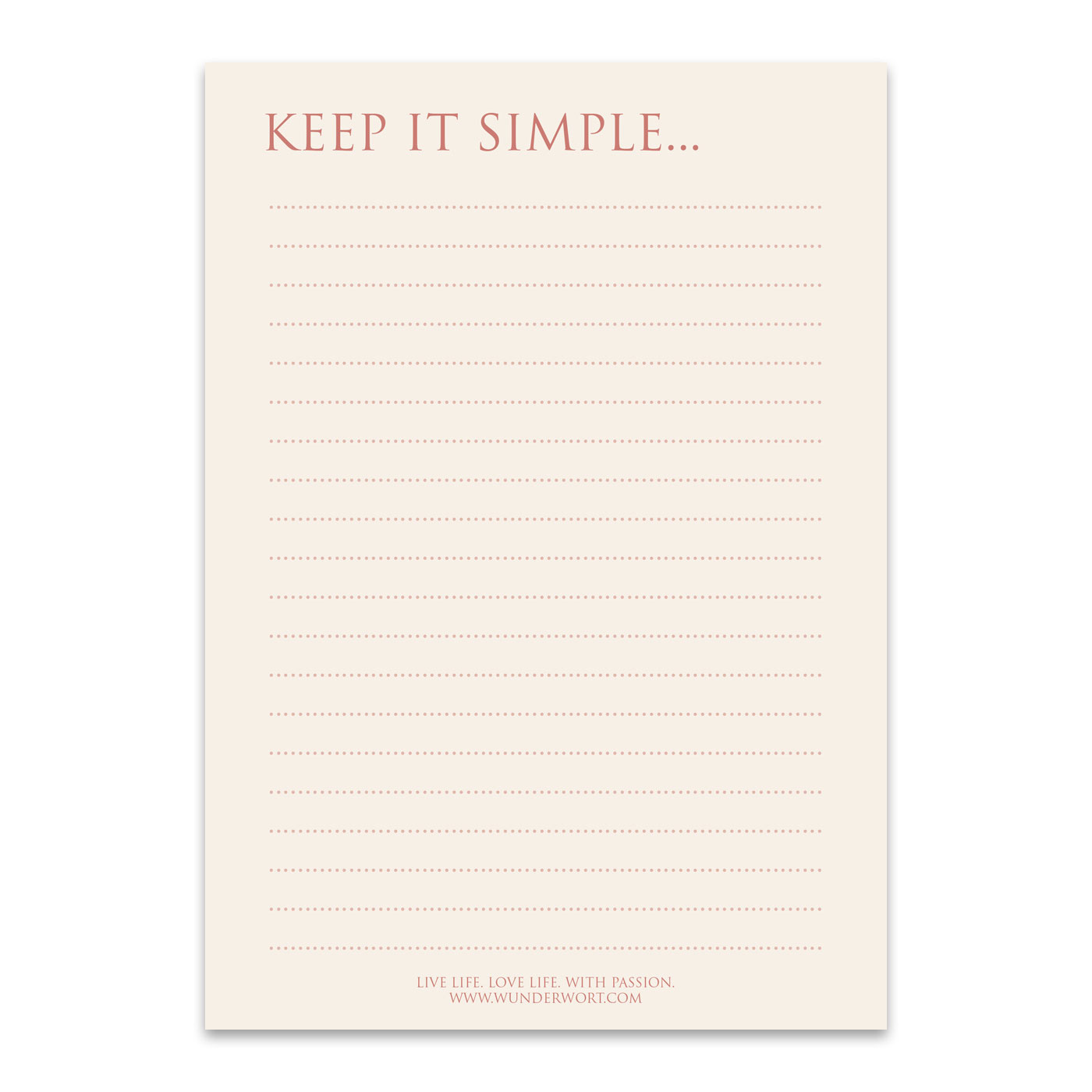 Wunderwort Schreibblock "KEEP IT SIMPLE..." 