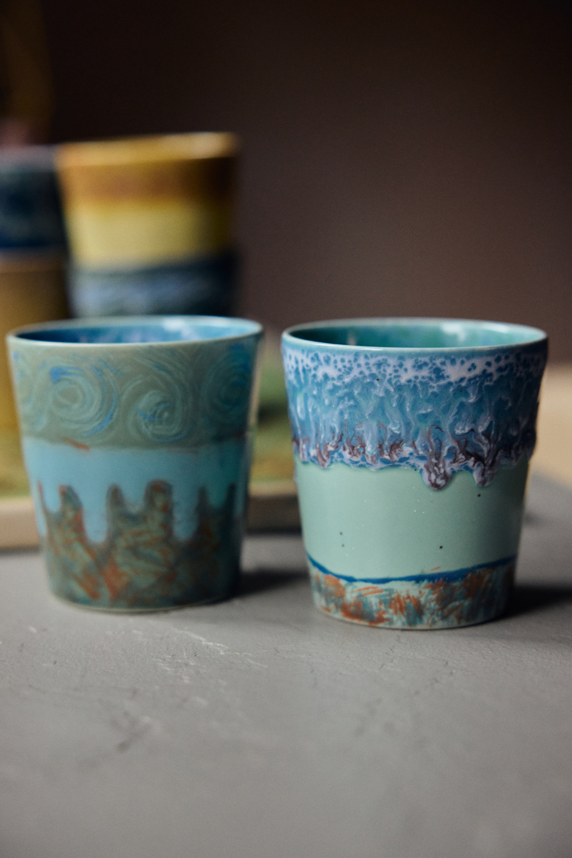 HKliving 70's Kaffee Becher Van Gogh 2er Set, SELF PORTRAIT, 70s ceramics: Van Gogh coffee mugs self portrait, set of 2