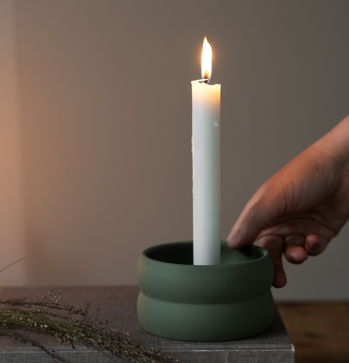 Storefactory BOLMEN Kerzenhalter, Mini green candlestick, ca. 11 × 11 × 6 cm