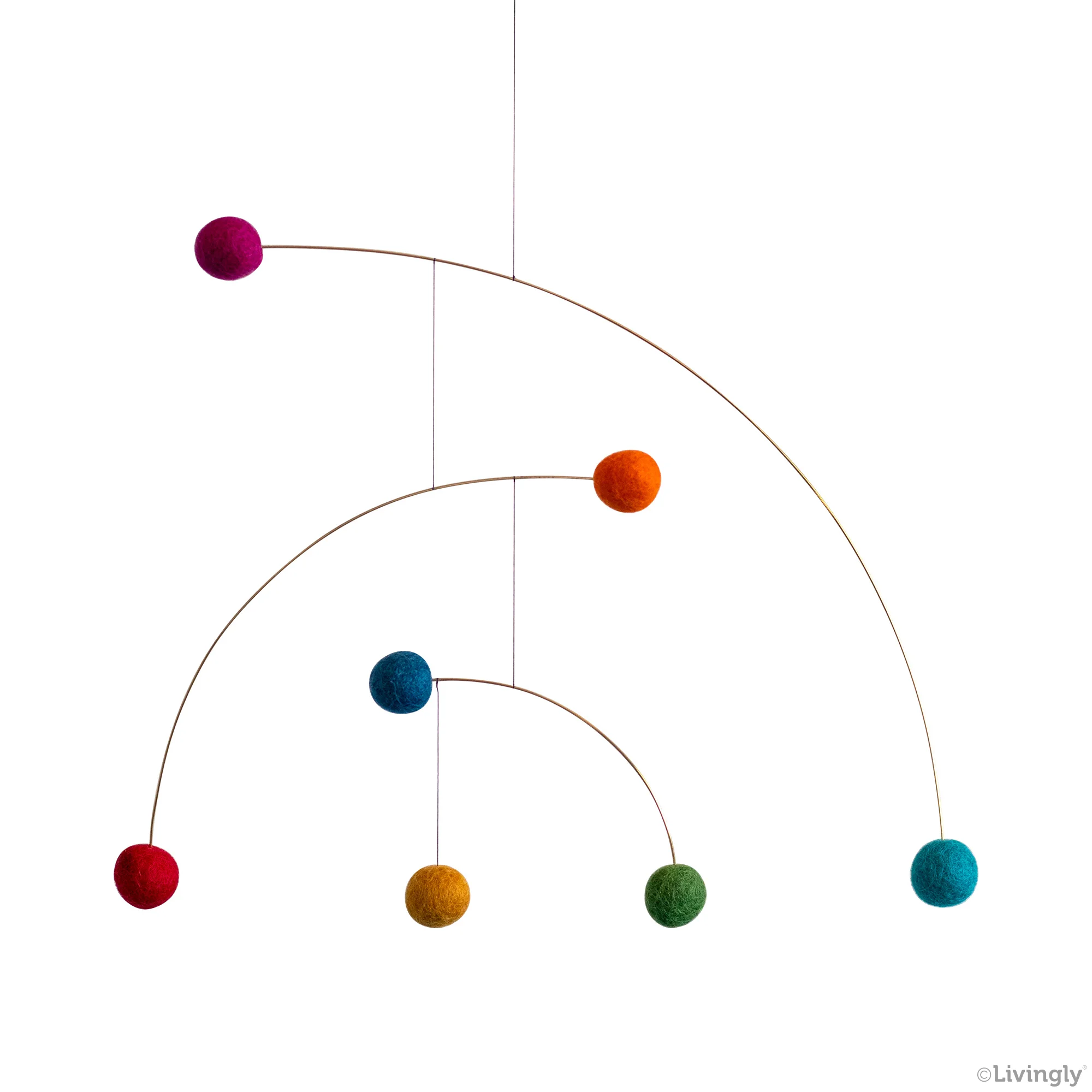 Livingly Mobile Bounce Mobile, multi colour von Livingly, ca. 30 x 22 cm, livingly  mobile filzkugeln bunt