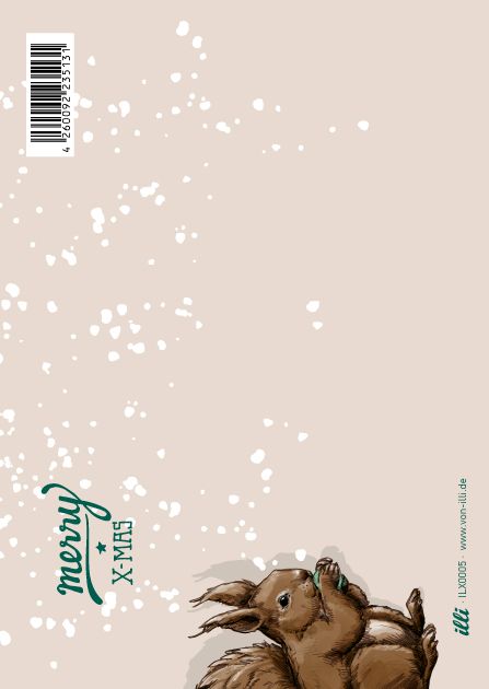 Illi Postkarte Eichhörnchen Tendo  von illi, Weihnachten, Merry XMAS, Holzschliffpappe  