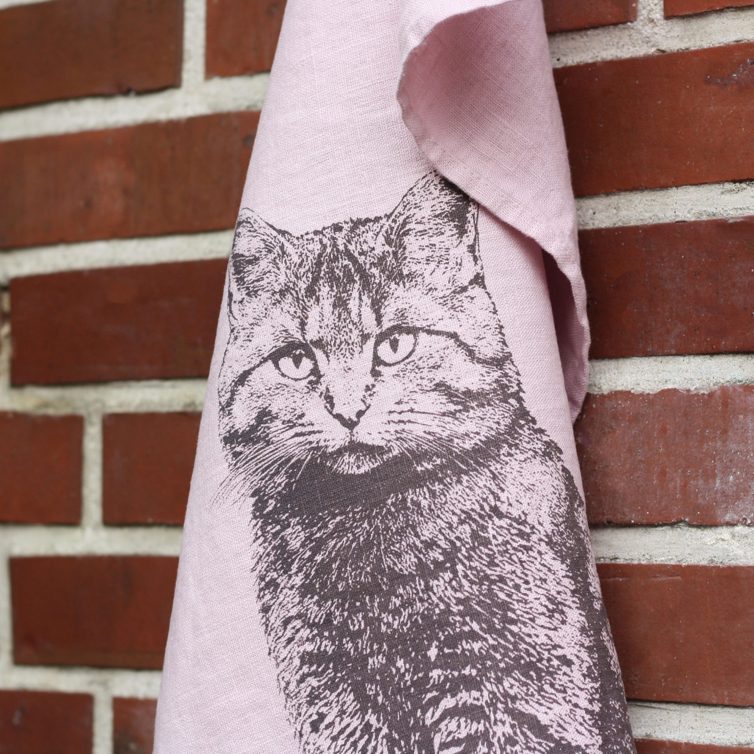 Frohstoff Geschirrtuch Leinen rosa - Wildkatze, rosenholz