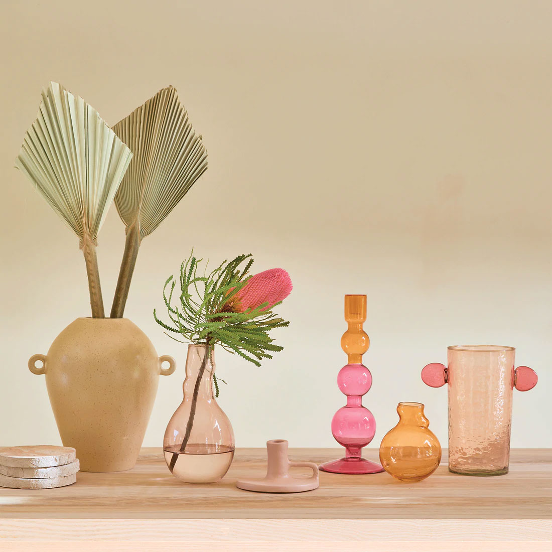 Urban Nature culture Vase recyceltes Glas Quirky C, Aprikose, Höhe ca. 14,5 cm 