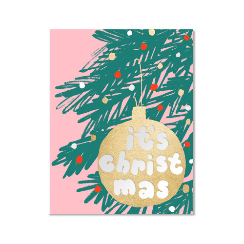 Postkarte -XMAS Joyful Xmas "It's Christmas" Gold Bauble von Emma Cooter Draws