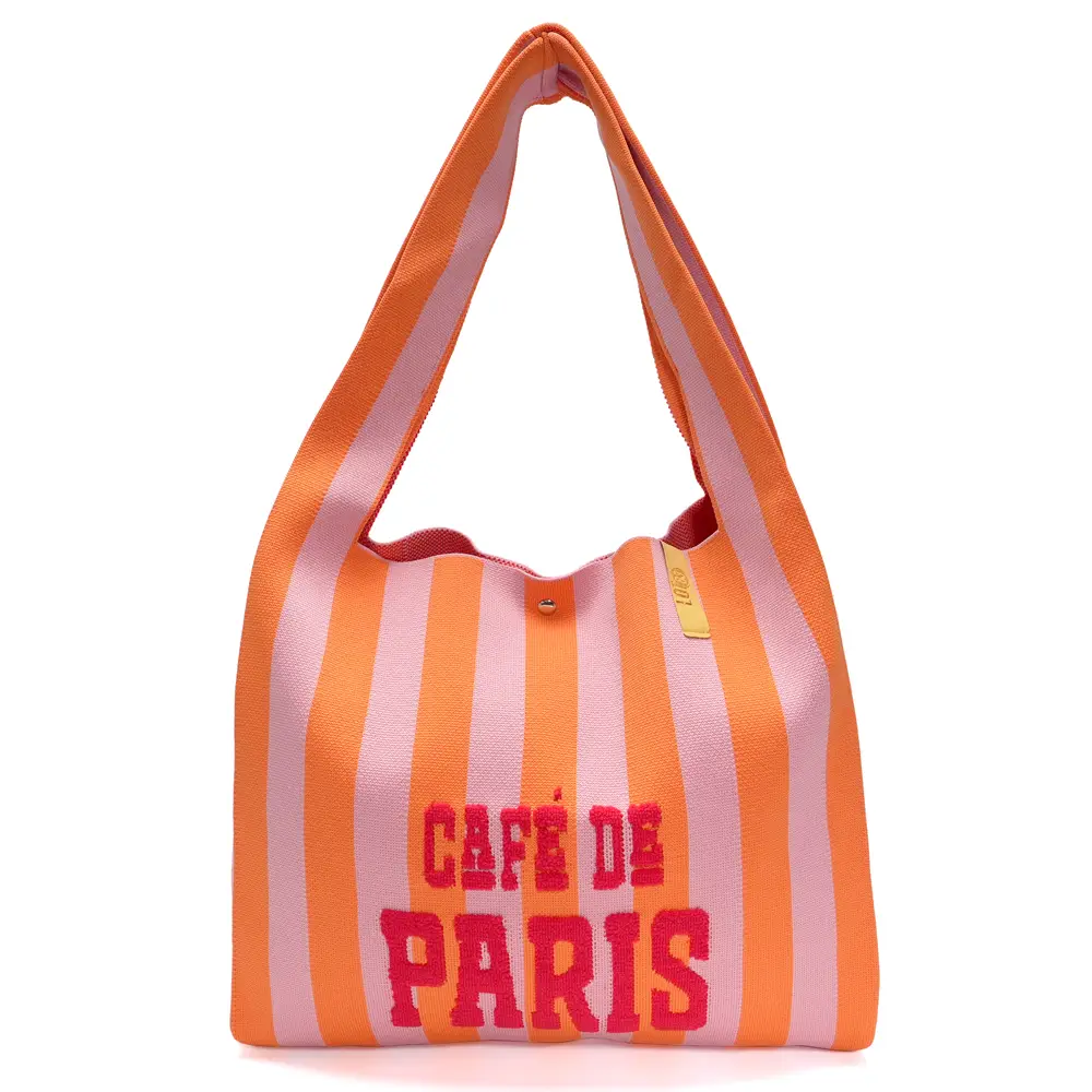 LOT83 Shopper Rebell Loïs 07, CAFE DE PARIS, Streifen orange , ca.  45 x 35 cm