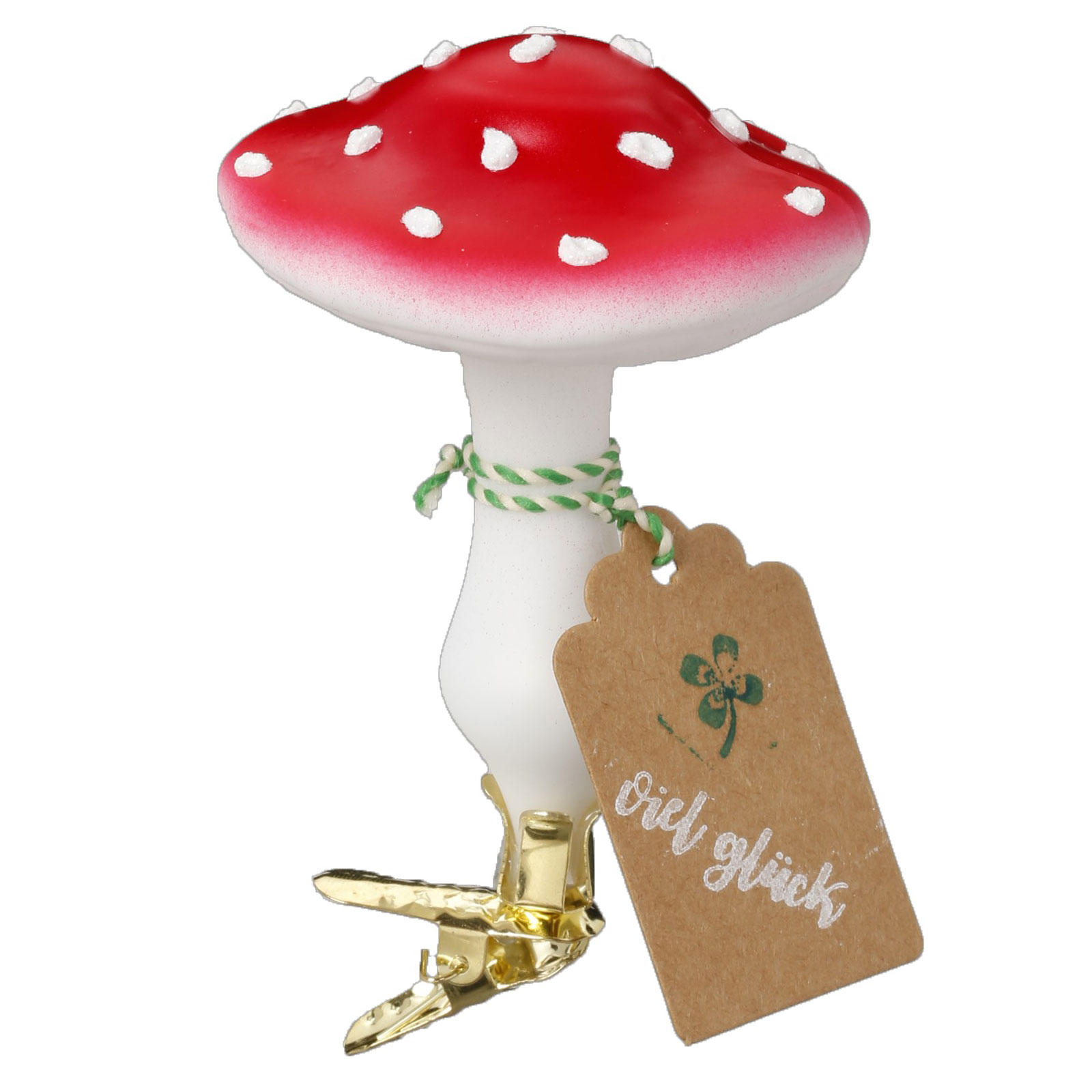 Inge Glas Glückspilz, 9 cm, Fliegenpilz, Weihnachtsträume, Silvester
