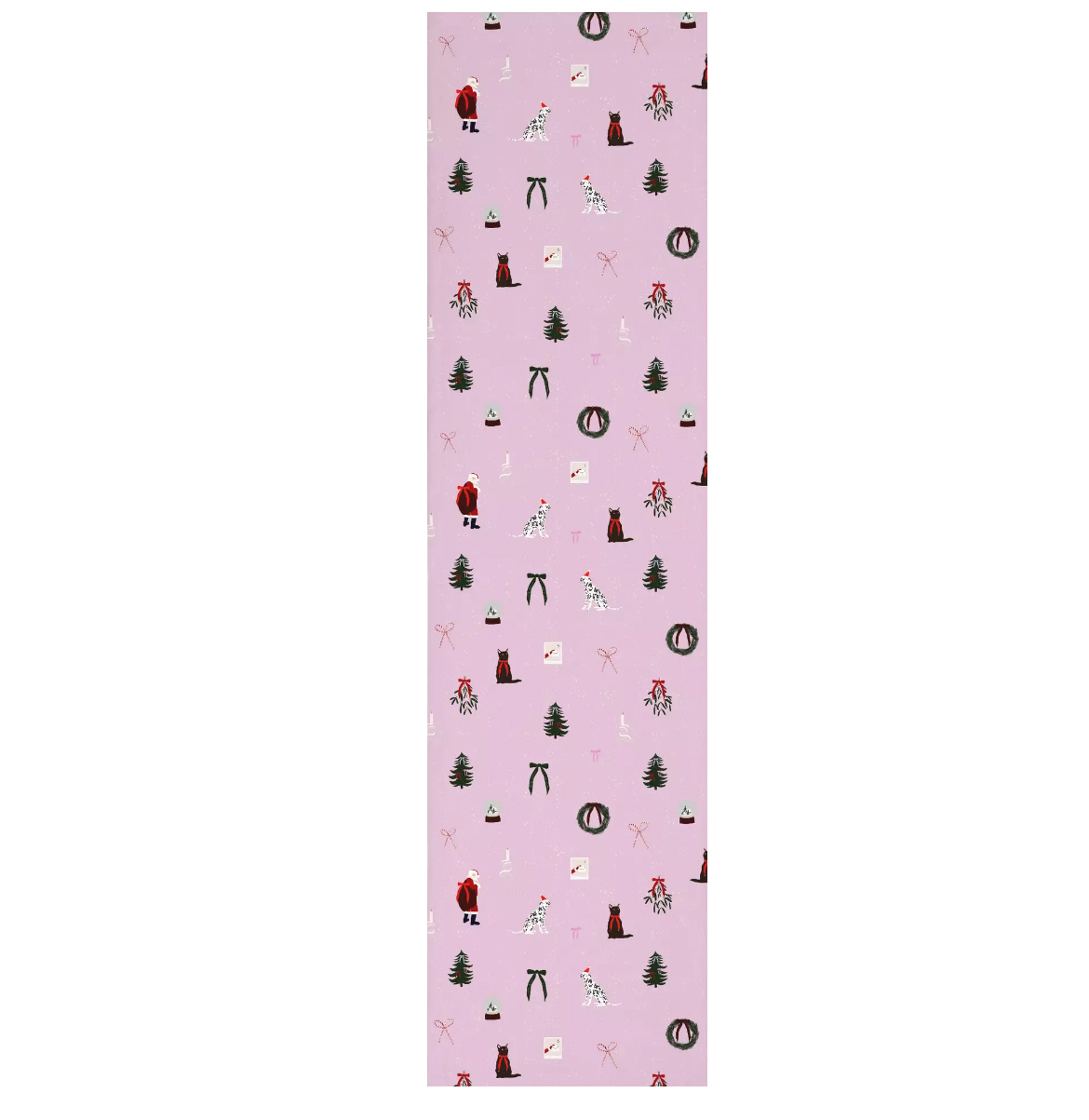 XMAS Tischläufer Hunde & Katzen, ca. 40 x150 cm, Leinen , Rosa