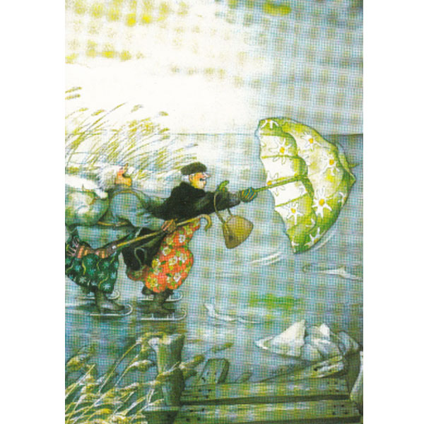 Postkarte Inge Löök "Frauen beim Schlittschuh laufen  "  Löök Postkarte, Weiber, Freundschaft, Winter