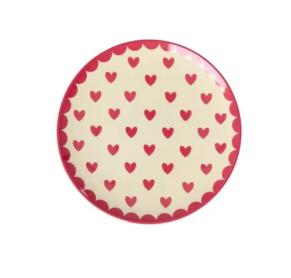 Rice Melamin Teller klein HEARTS Print, D. ca. 16,5 cm, Herzen