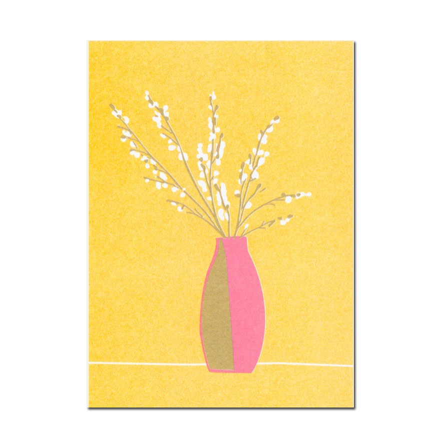 Herr und Frau Rio Postkarte Ostern Weidenkätzchen, Risographie Postkarte