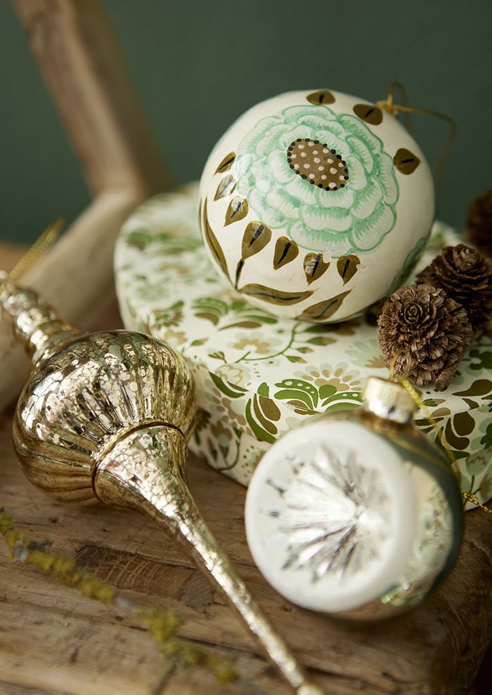 % Weihnachtsanhänger Glaszapfen Dome Champagne, ca. 20 cm , Glass Icicle Dome Champagne von Bungalow 