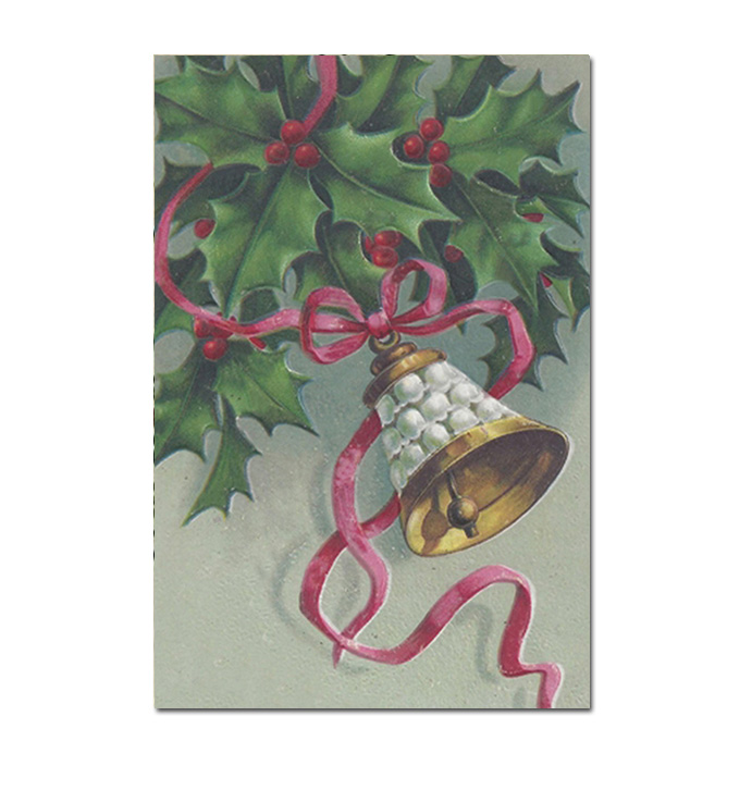 Nostalgie Postkarte Weihnachten von Sköna Ting Postkarte Ilex & Glocke