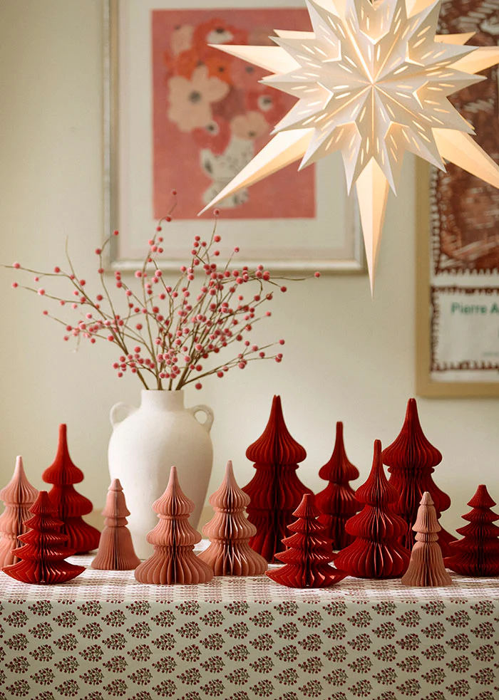 Bungalow Honeycomb Tannenbaum Noble , ca. 20 cm Tea Rose von Bungalow, Papier, Honeycomb Tree Noble H20cm Tea Rose