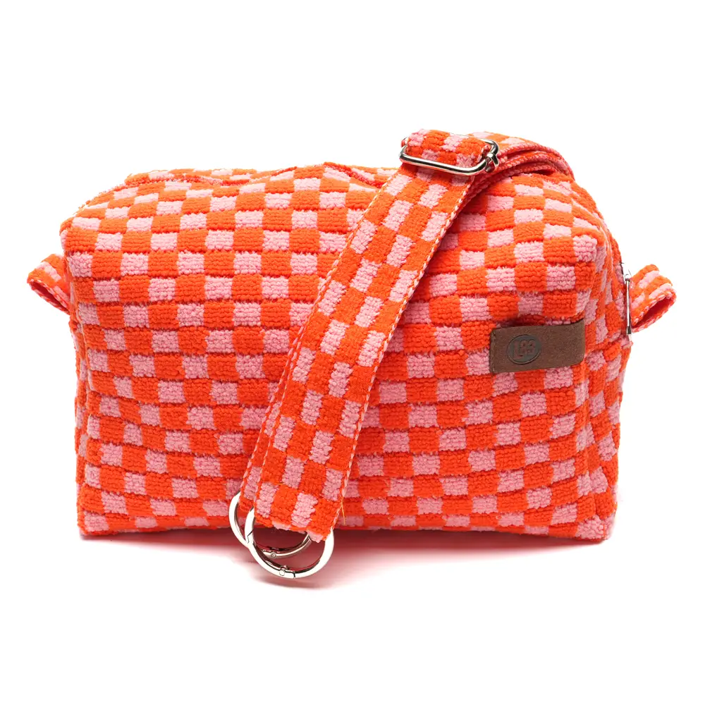 LOT83 Umhängetasche Megan 02, Karo Orange-Pink