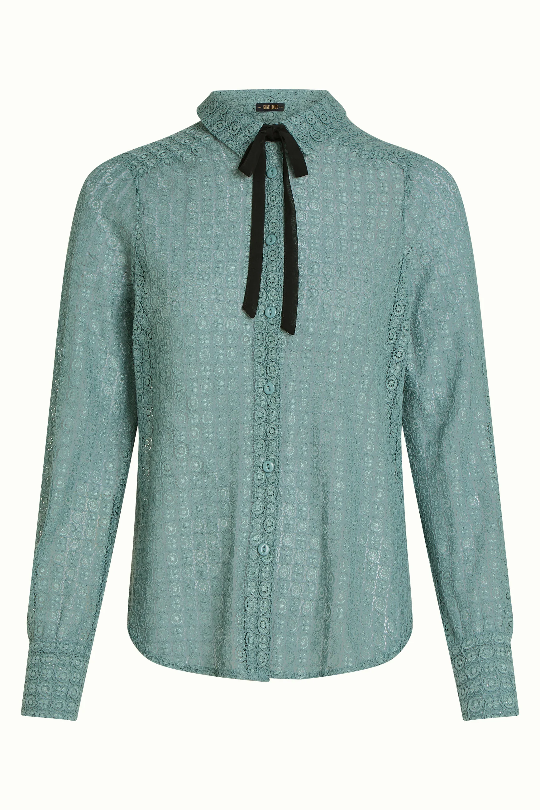 King Louie Elia Blouse Branco Lace, Farbe Silver Green - Branco Lace, Bluse