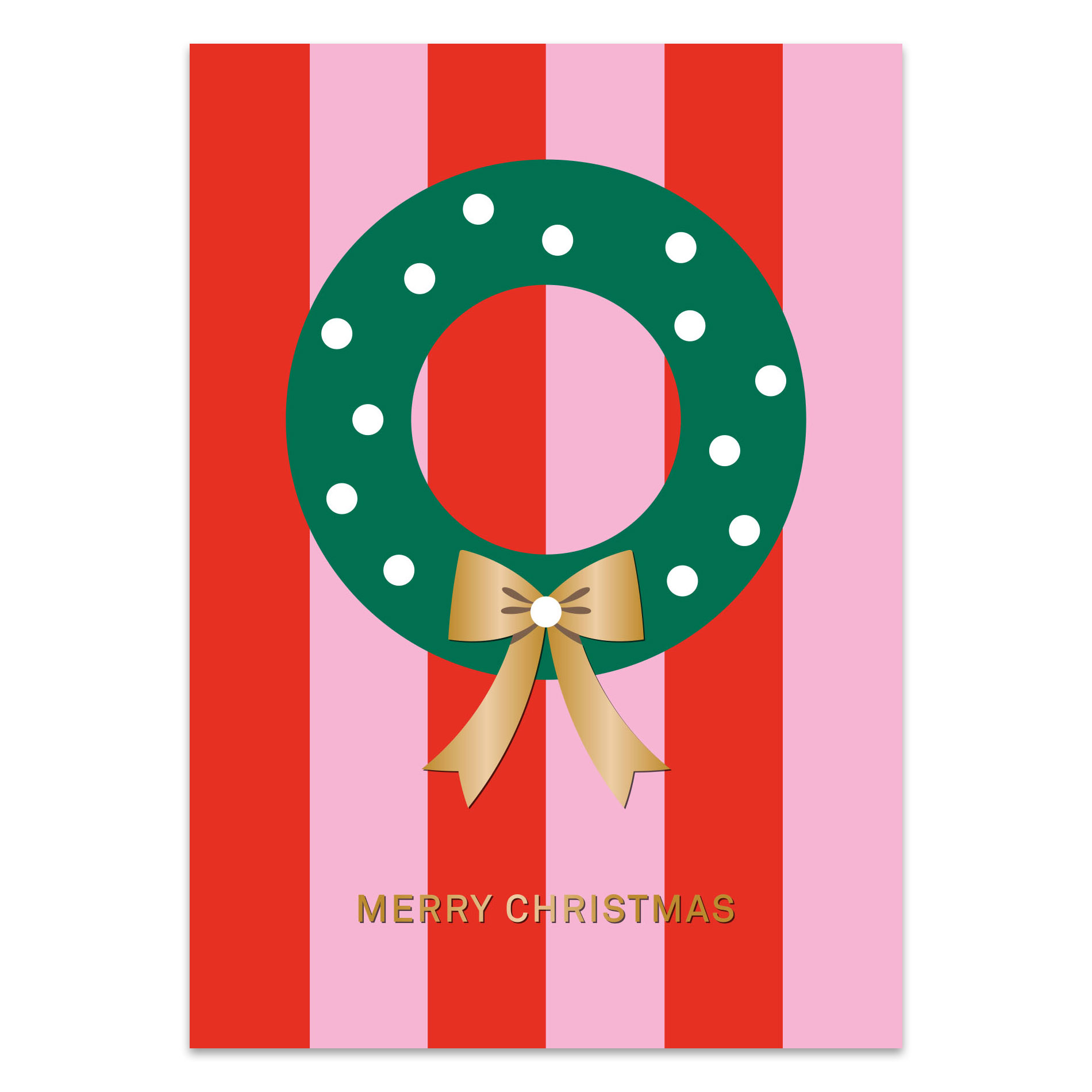 Postkarte Streifen XMAS Kranz von Designfräulein