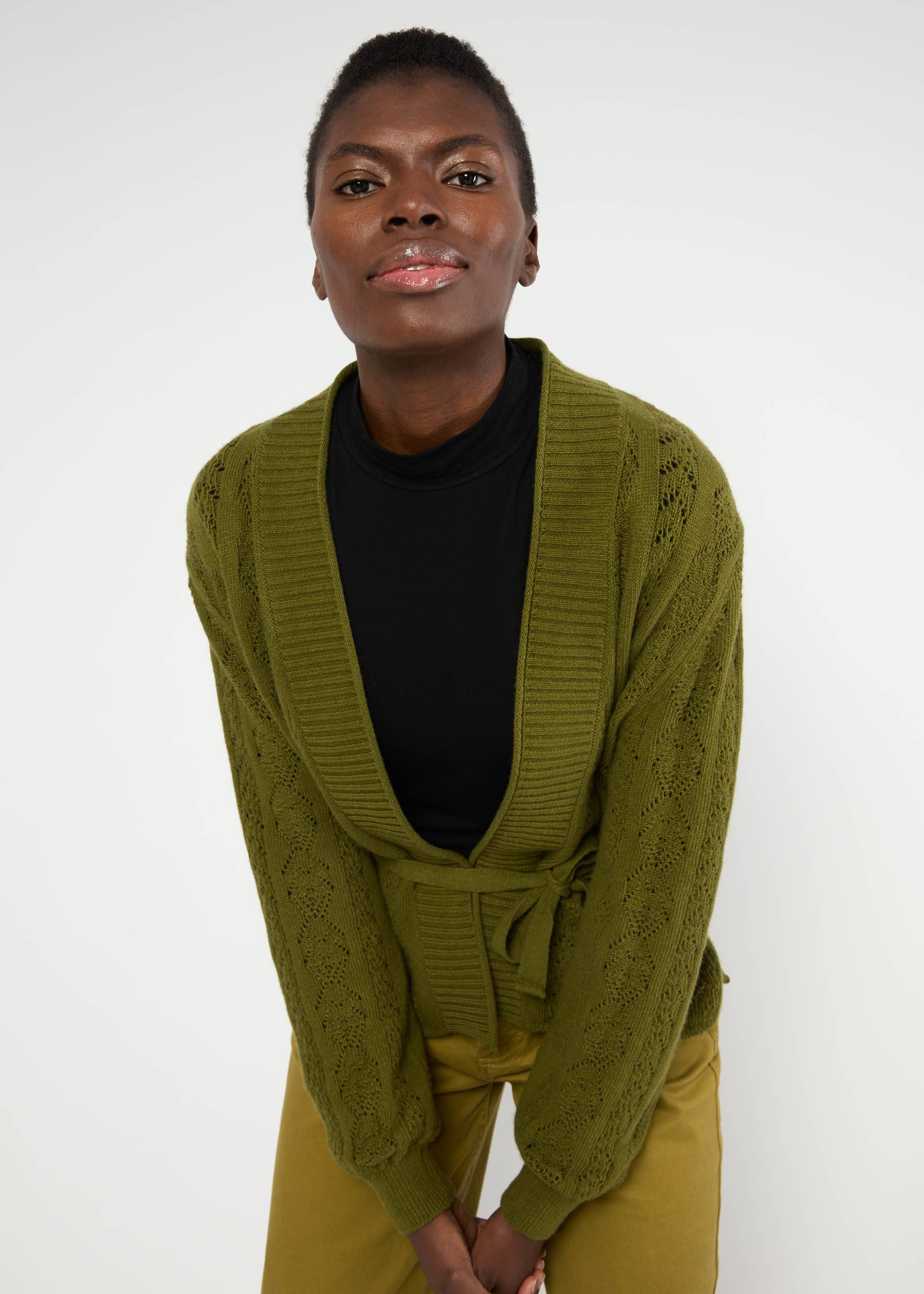 % Blutsgeschwister Cardigan Fine Craft Cocoon - ente gut, alles gut grün