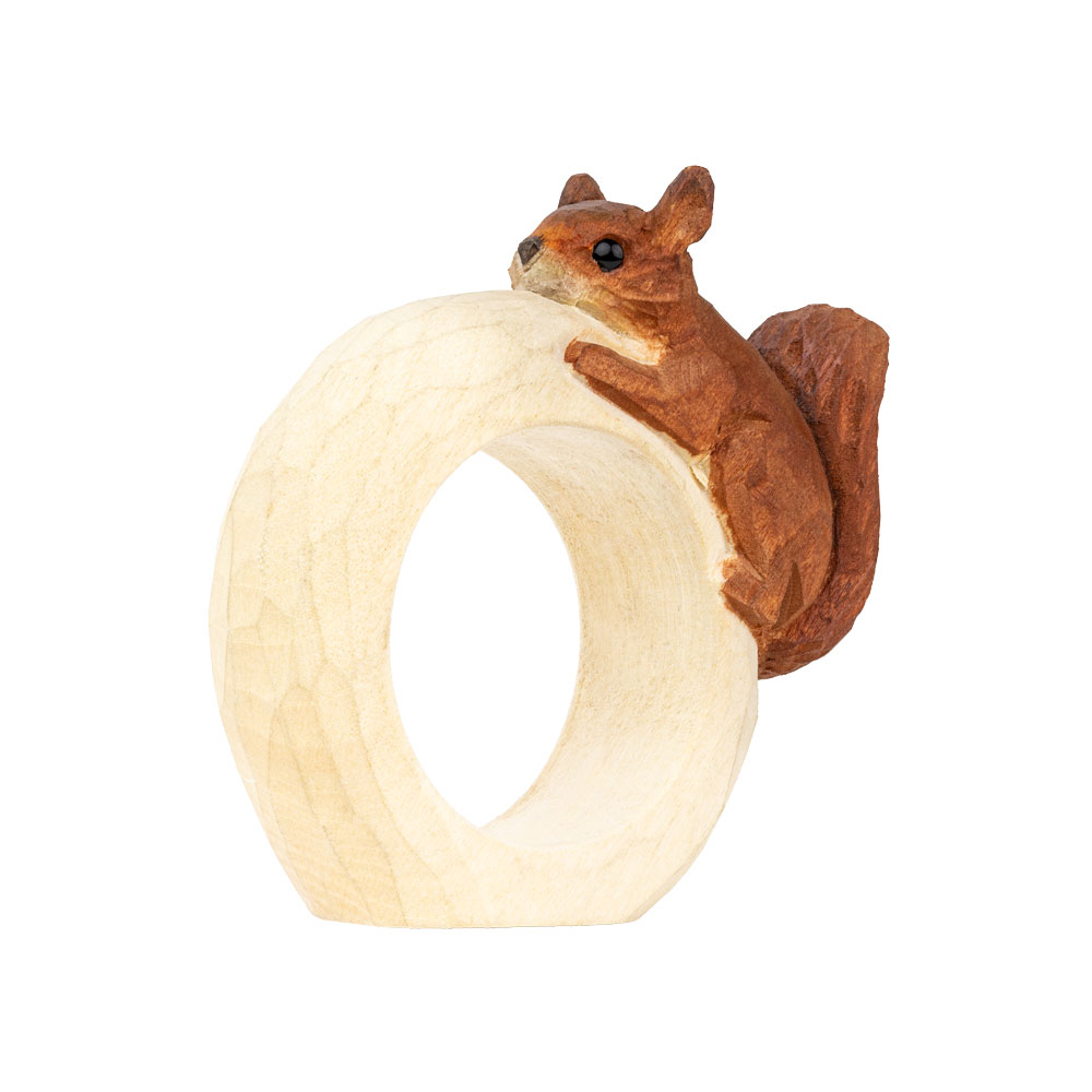 Serviettenring – Eichhörnchen Klein aus  Lindenholz handgeschnitzt von Wildlife Garden