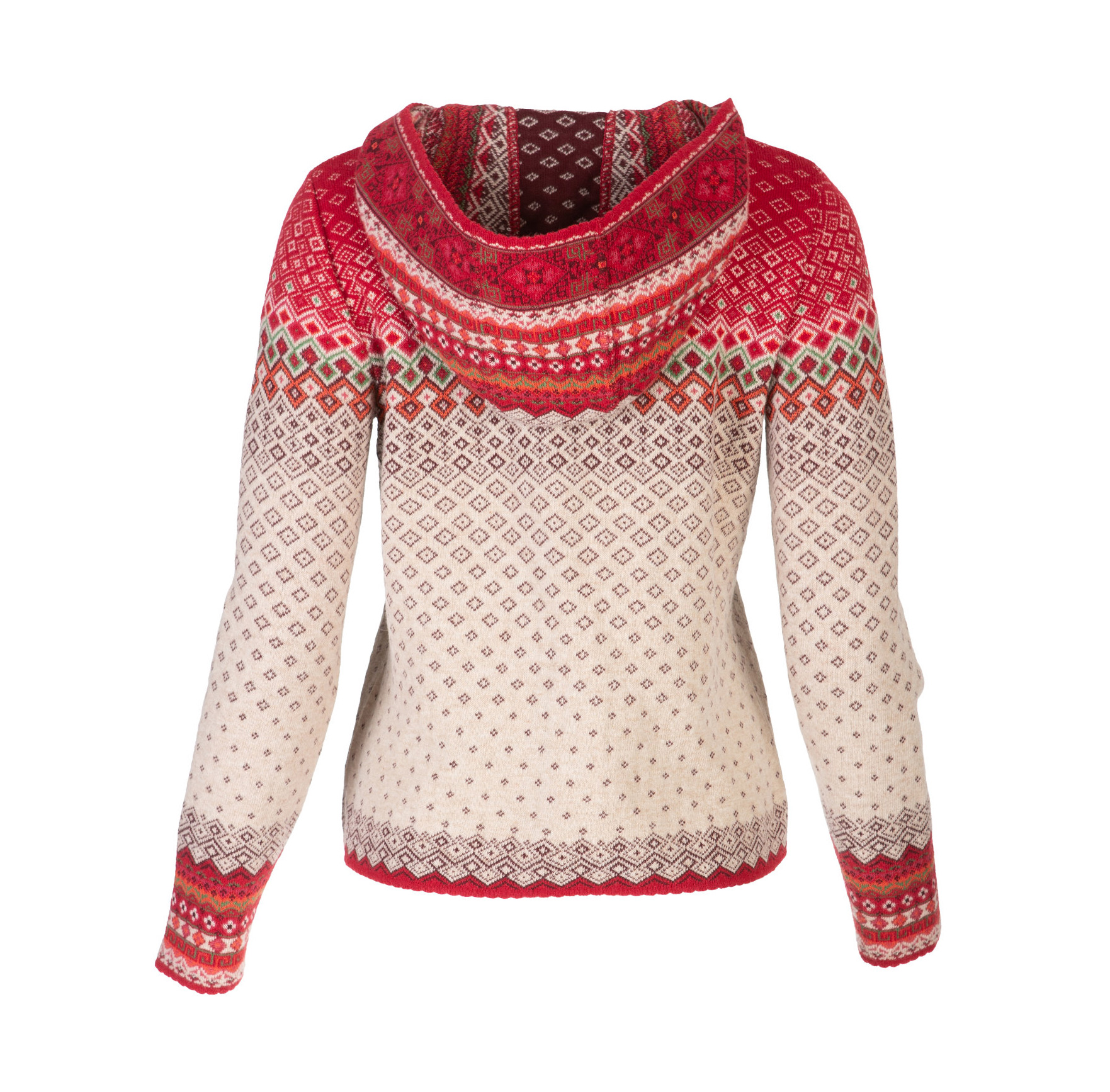 DUNQUE Jacquard-Kapuzenjacke" BILLE" GOTS , Farbe natur-bunt, mit Reißverschluss, Made in Germany