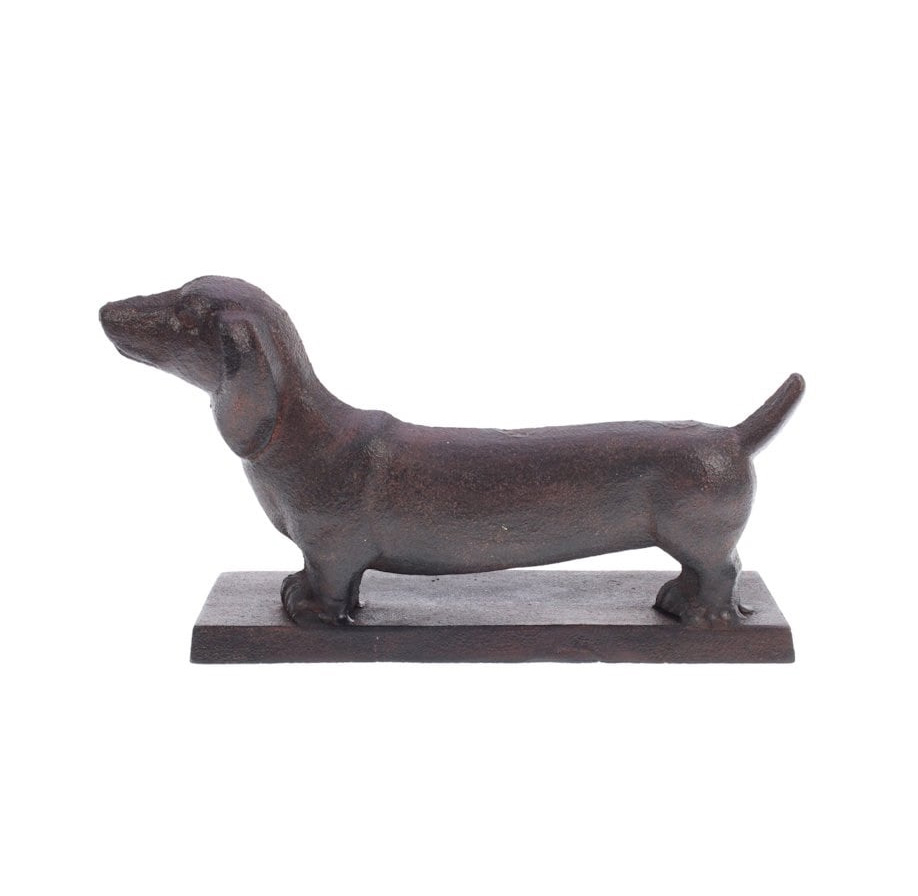 Dackel Türstopper Metall 21x6,5x11,5cm, Braun, Vintage Look