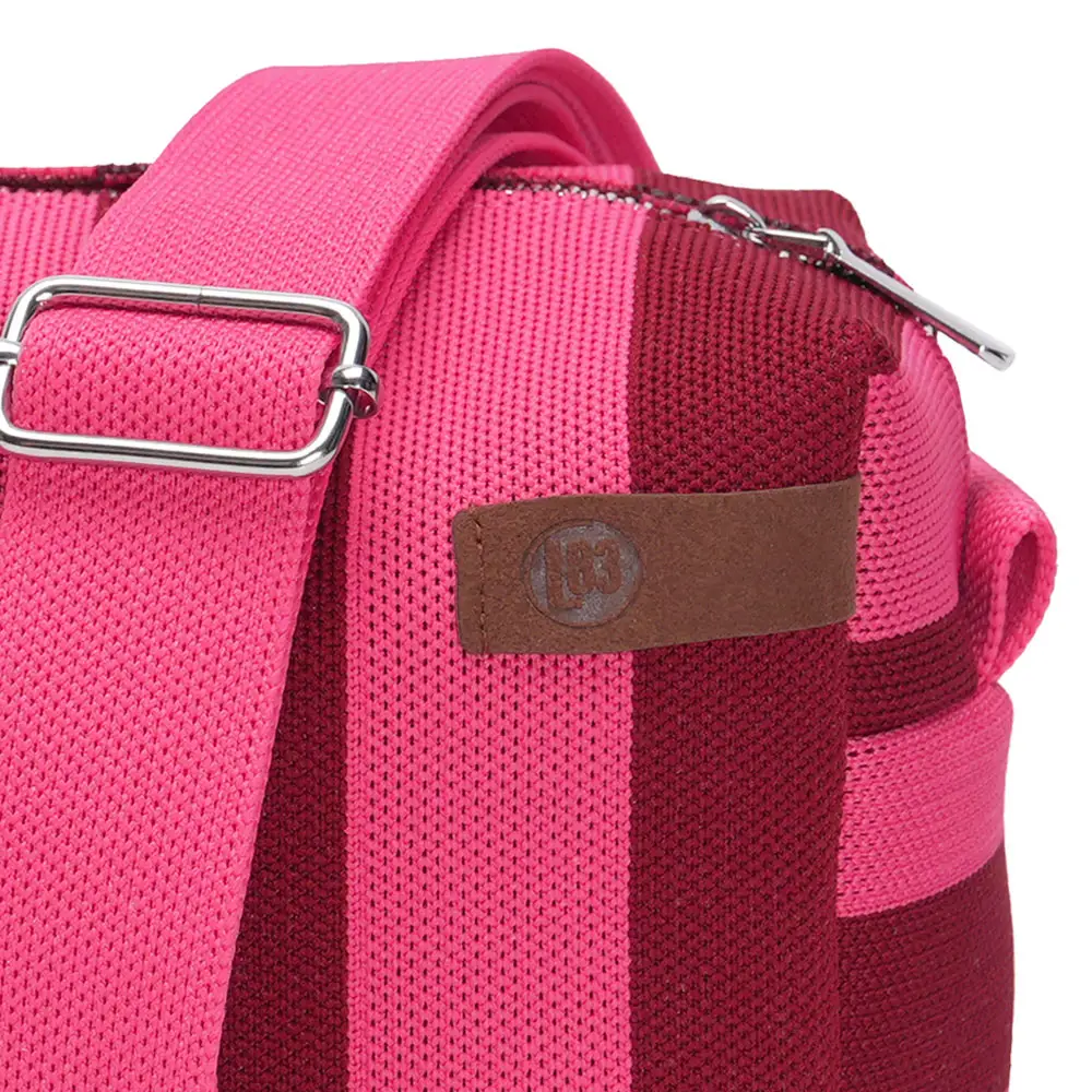 LOT83 Umhängetasche Megan 21, Streifen Dunkelrot-Pink