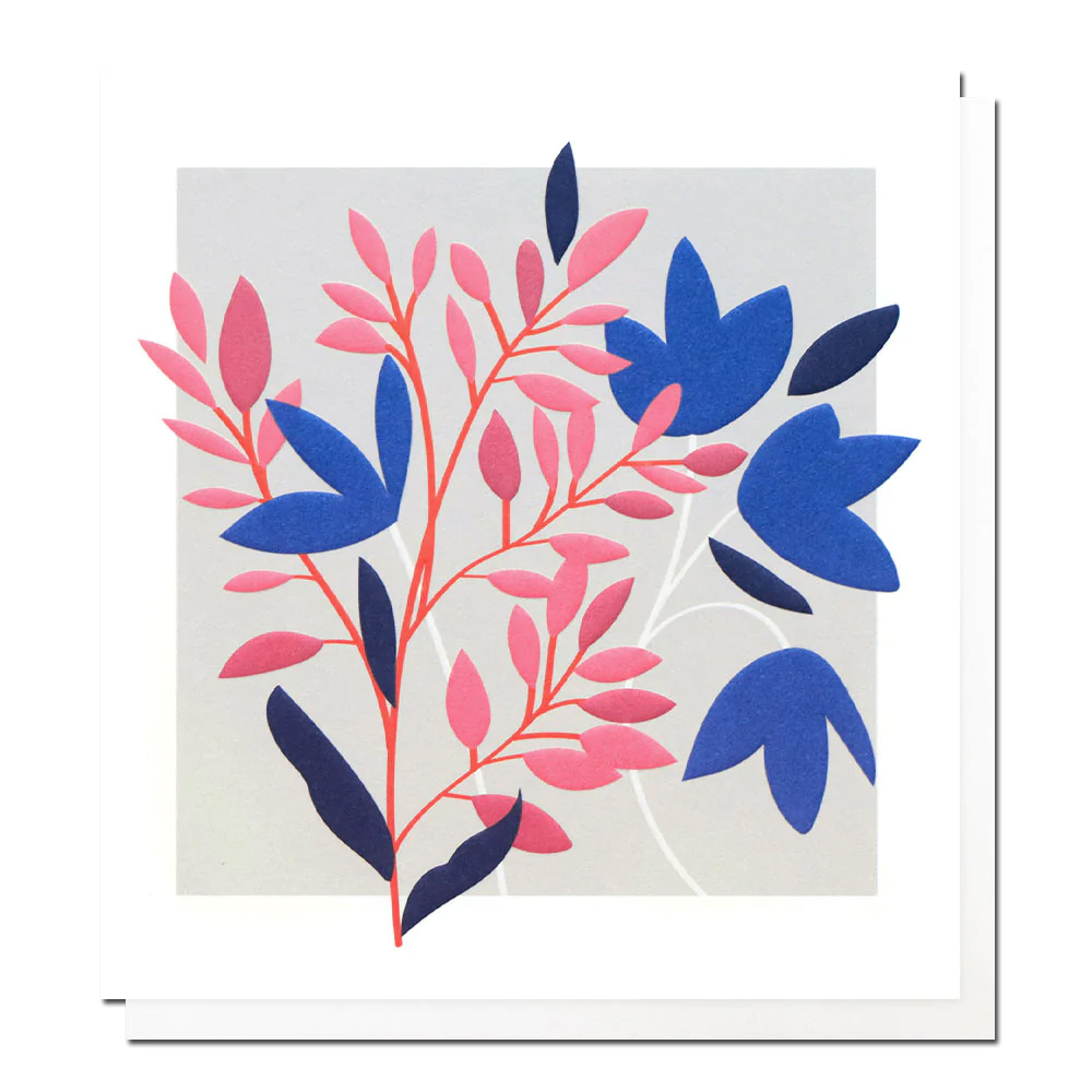 Caroline Gardner Doppelkarte "Blue And Pink Floral"
