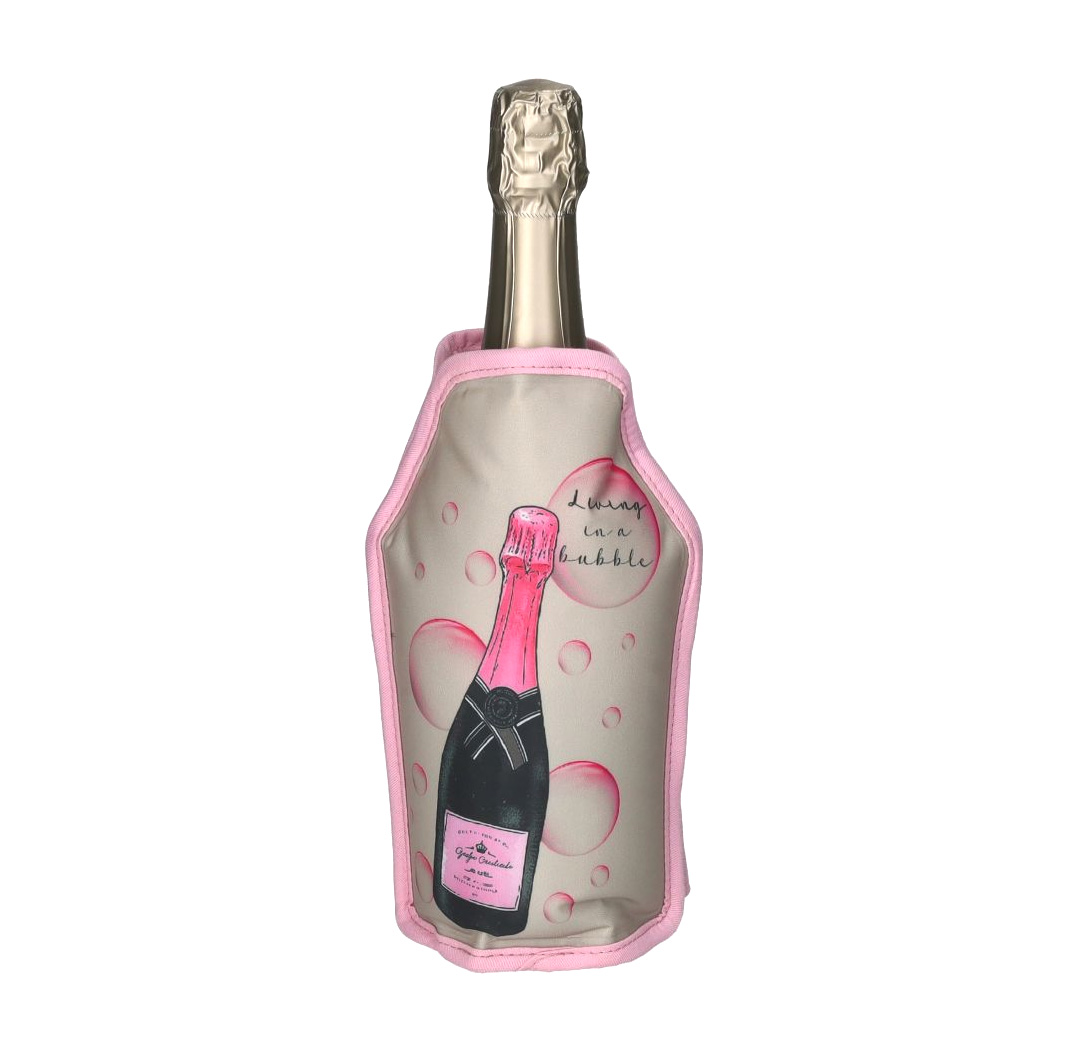 Froid, Kühlmanschette, Motiv: Champagnerflasche, grau/rosa