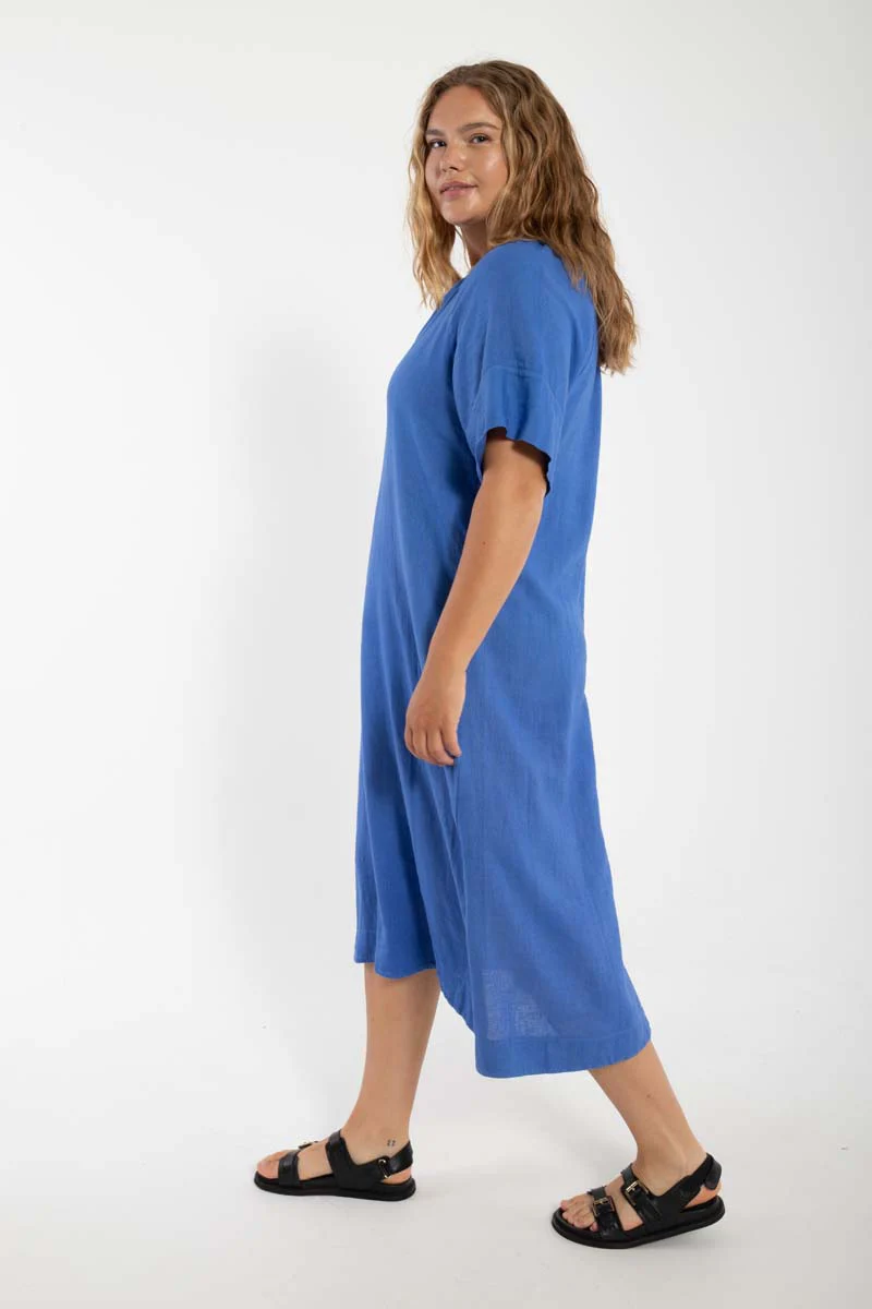 % Danefae Danehostess Modal-Leinenkleid Blau % Größe M/38