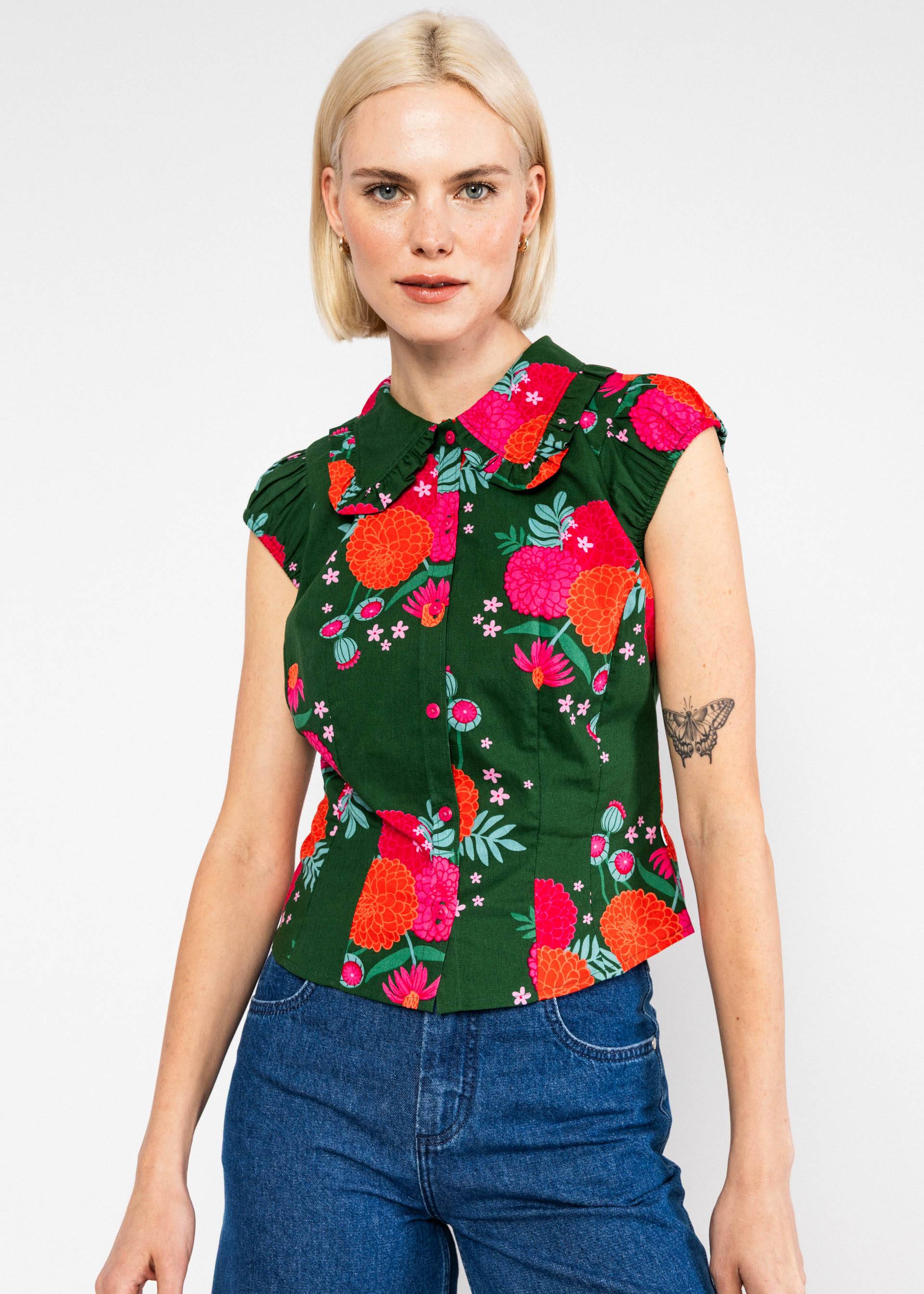 Blutsgeschwister Sommerbluse Que sera, sera - blooming soft flowers