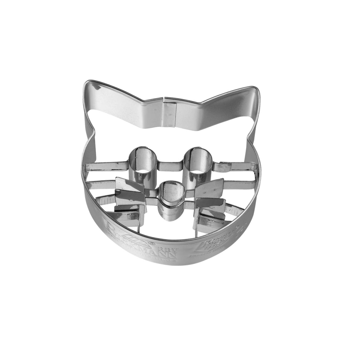 Ausstecherle Katzenköpfchen 5,5 cm, Edelstahl von Birkmann, mit Innenprägung, Prägeausstecher, Ausstechform , Katze
