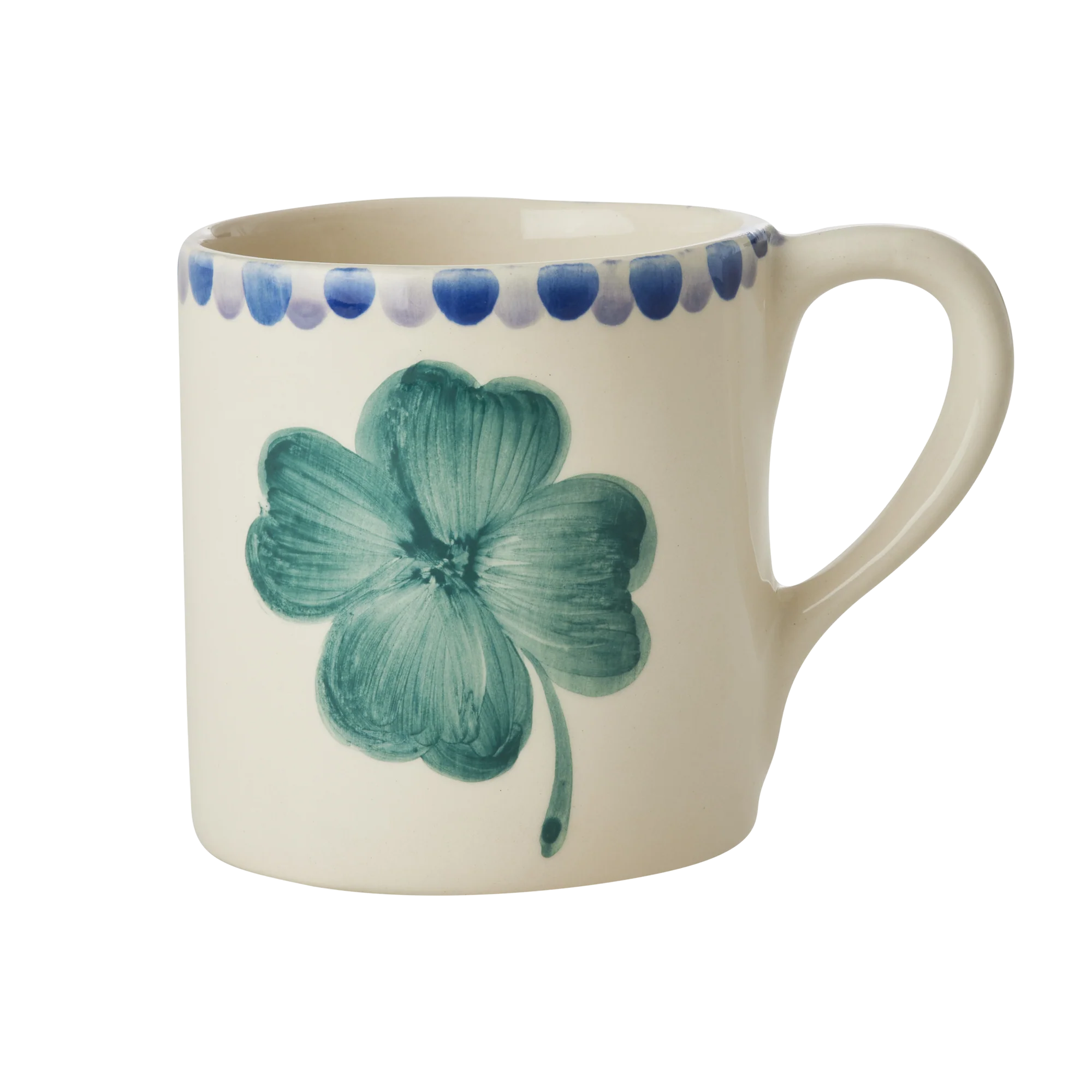 Rice Becher Good Luck Clover,  Keramik - Crème - Hand-painted Good Luck Clover, ca. 420 ml