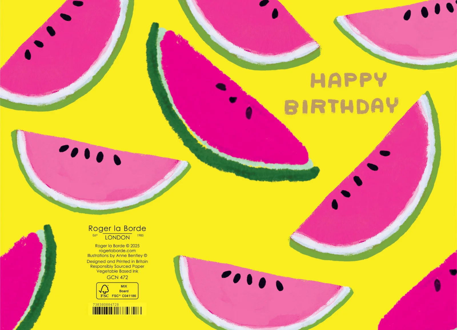 Roger la Borde Geburtstagskarte Cute Fruit Happy Birthday , Melonen