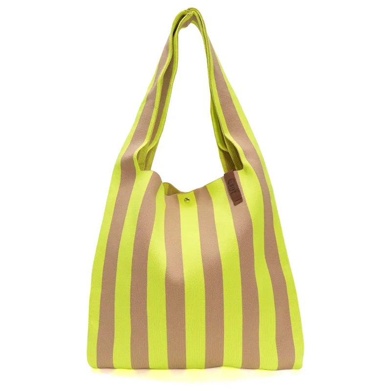 LOT83 Shopper Lois 70, Streifen Zitrone-Camel, ca.  45 x 35 cm