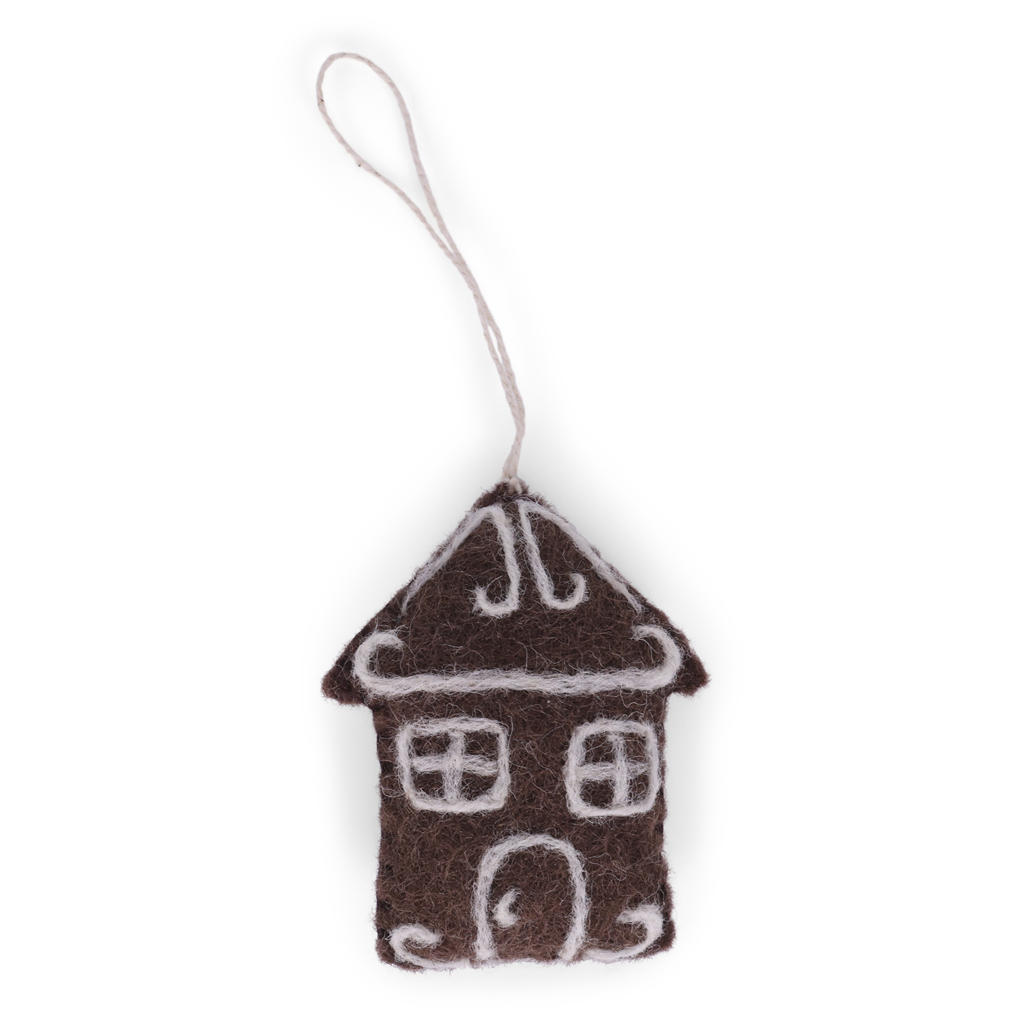 Gry & Sif Weihnachtsanhänger Gingerbread House aus Filz, Lebkuchenhaus, ca. 7 x 5,5 cm