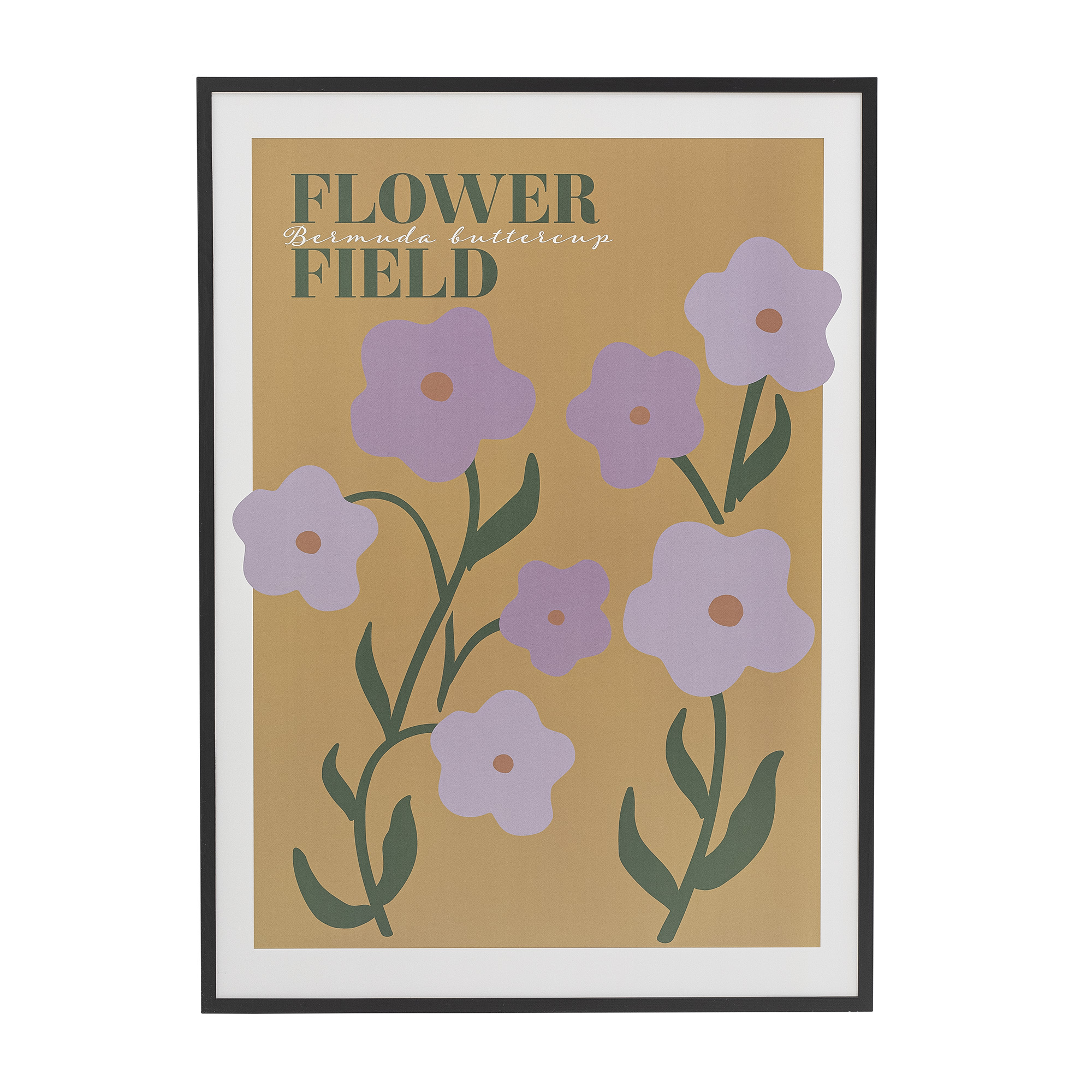 Camelia Illustration mit Rahmen, Schwarz, Kiefer ca. 52 x 72 cm von Bloomingville 