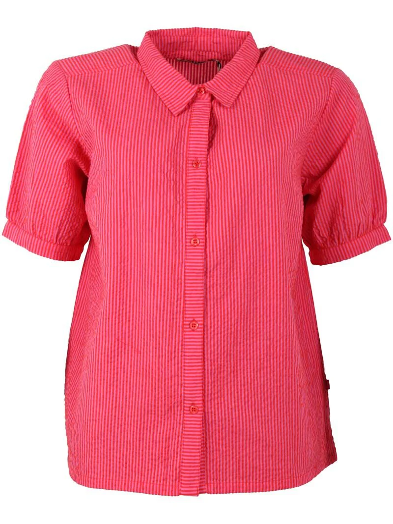 Danefæ Danesyren SS Searsucker Shirt Super Pink/Bright Red