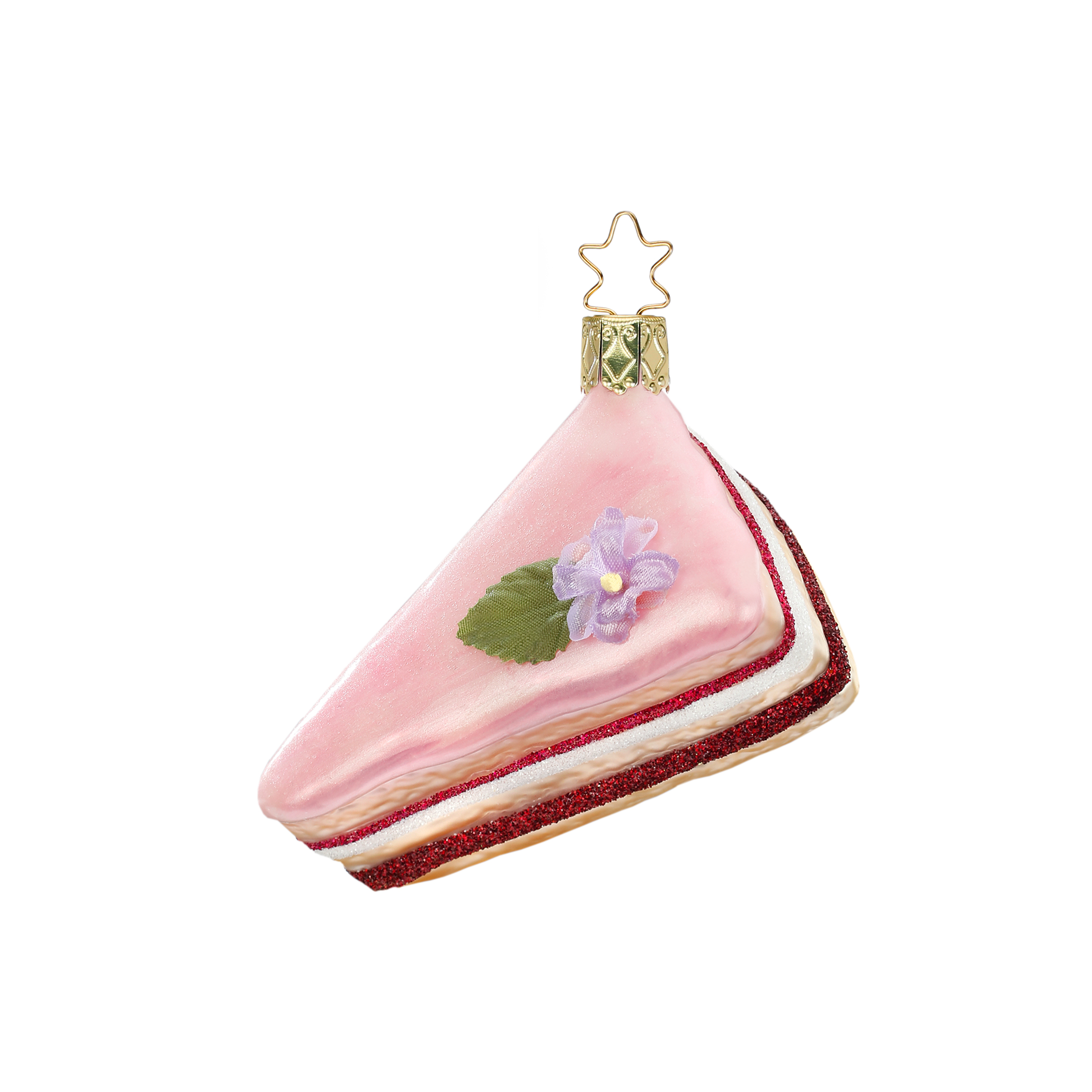 % Inge Glas Kuchenstück, Naked Cake, Christbaumkugel, Kuchen,  ca. 6,5 cm, Glas  , Im Kaffeehaus