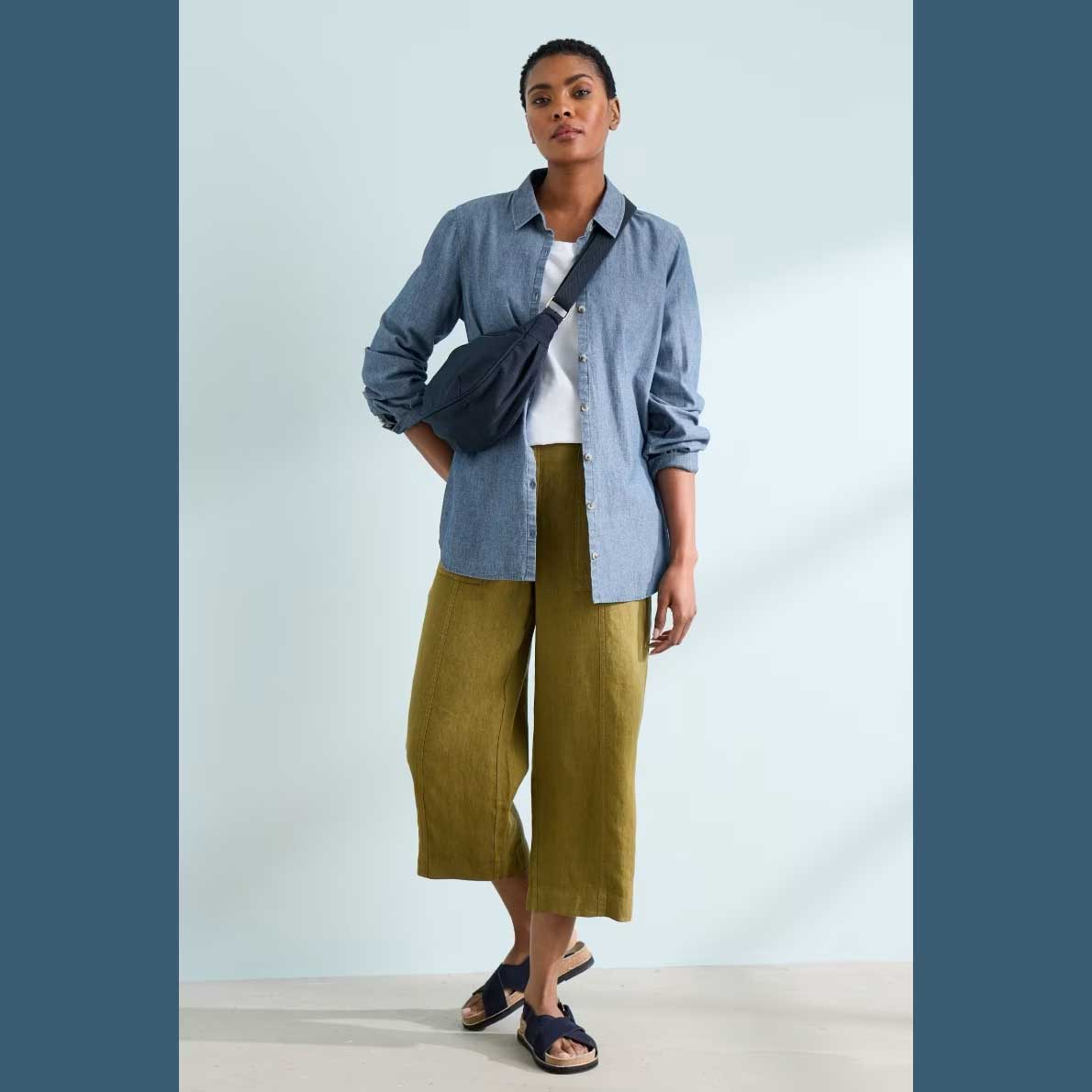 % SEASALT CORNWALL Poleacre Leinen Hose, kurz, Farbe Fern Moss %